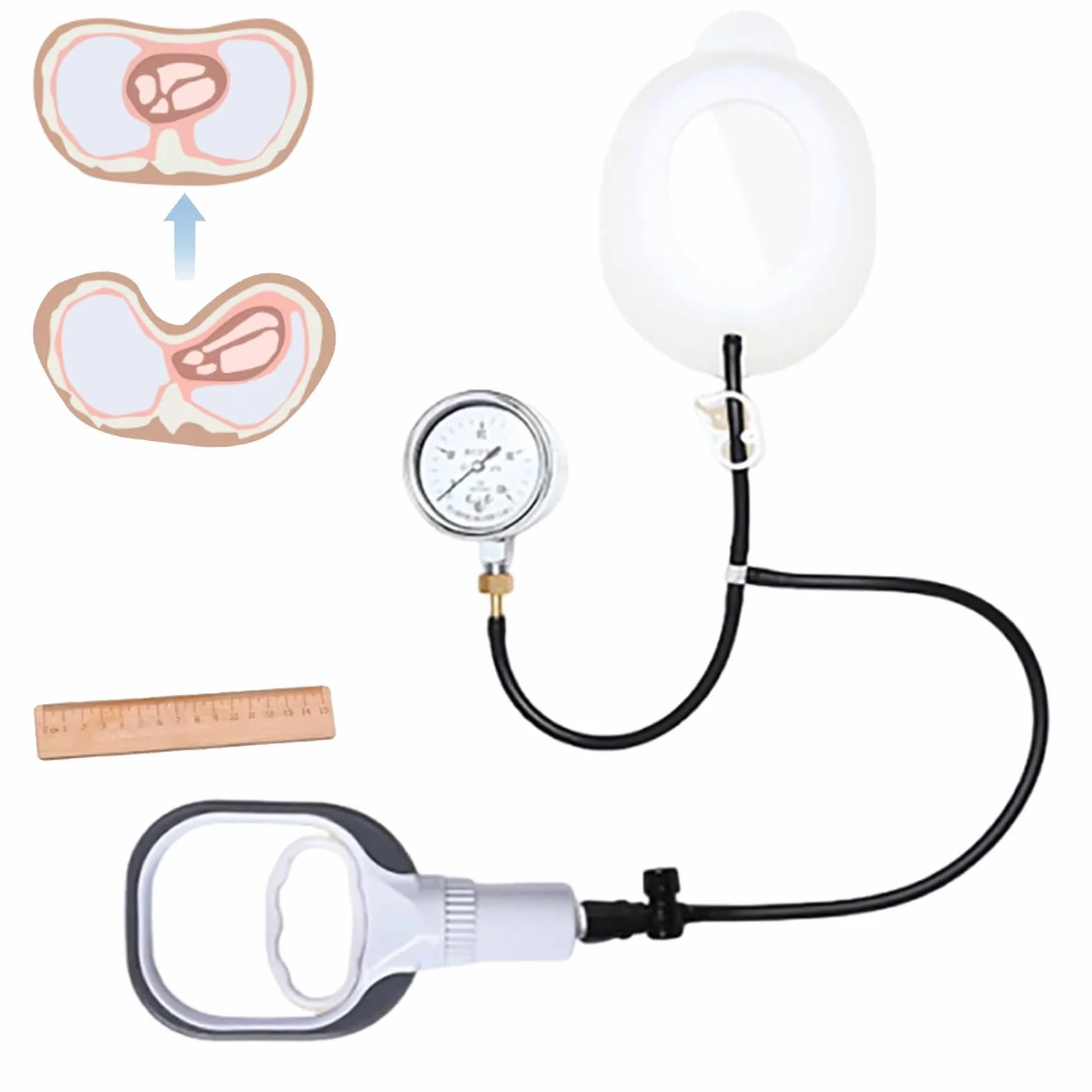 Pectus Excavatum Vacuum Bell - 12/16/20cm Orteza Pectus Excavatum, Orteza Klatki Piersiowej, Silikonowy Kubek Klasy Medycznej Powerful-L