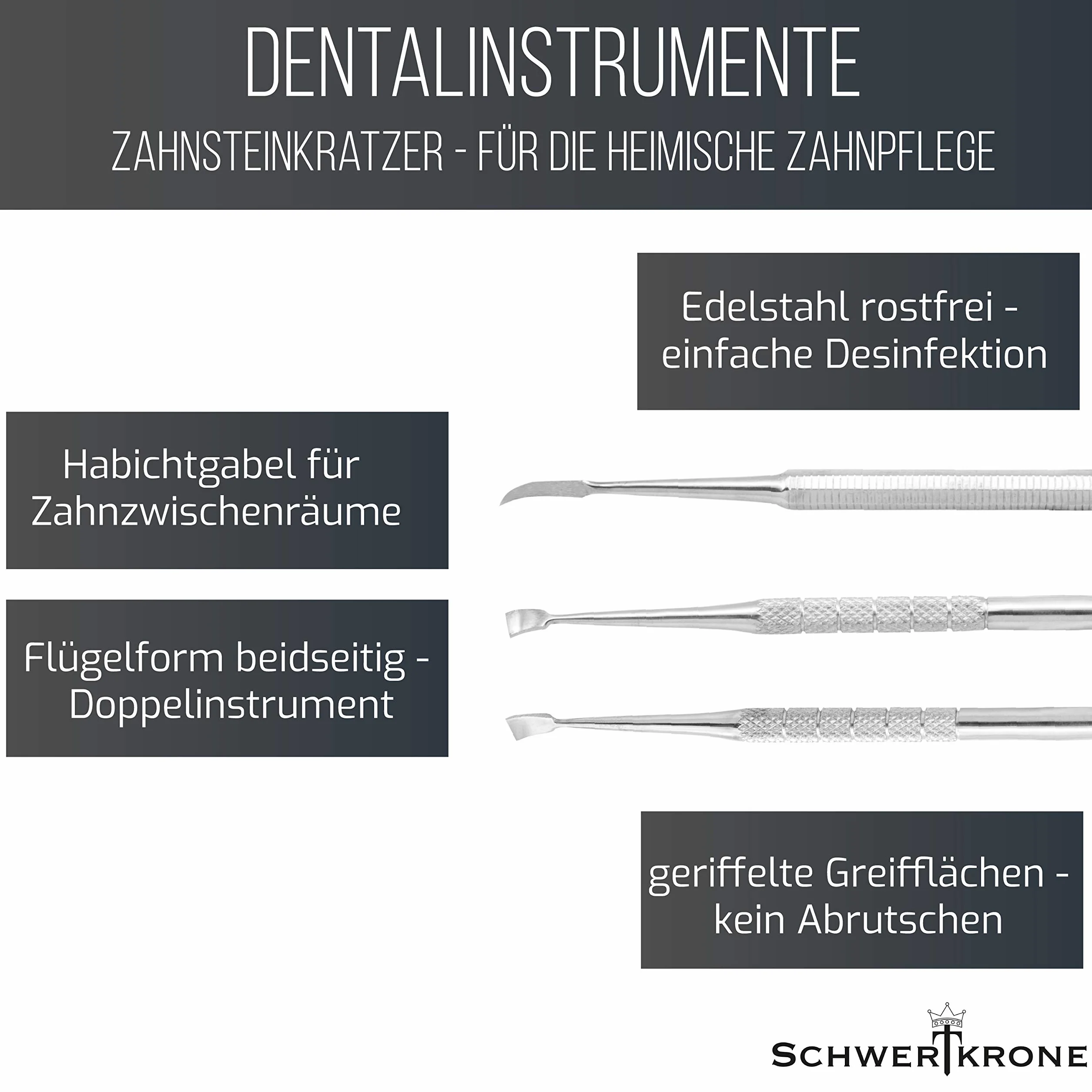 Schwertkrone Scaler zestaw do czyszczenia zębów z usuwaczem kamienia nazębnego i środkiem do czyszczenia przestrzeni międzyzębowych dla Twojego zwierzaka – stal nierdzewna