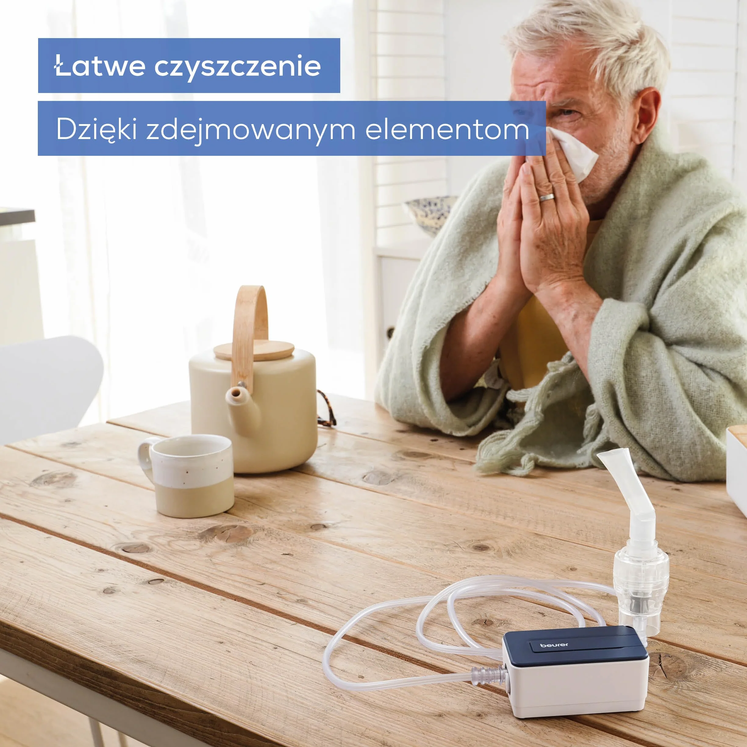 Beurer IH 15 inhalator, do inhalacji przy przeziębieniach i chorobach dróg oddechowych, do nebulizacji leków, mały, lekki, obsługa jednym przyciskiem, idealny na co dzień