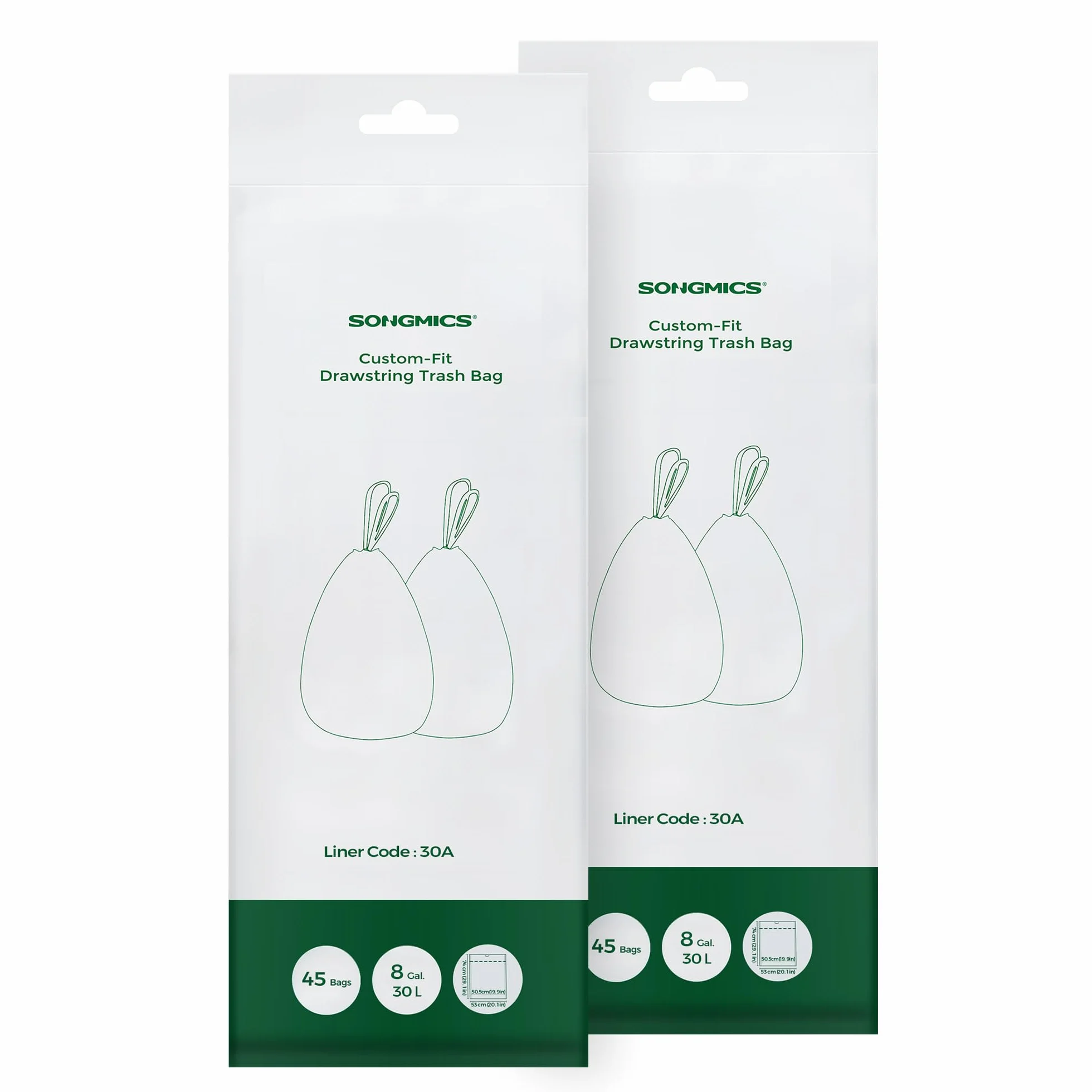 SONGMICS Torby na śmieci 30 l, 90 sztuk, białe KRB30A02