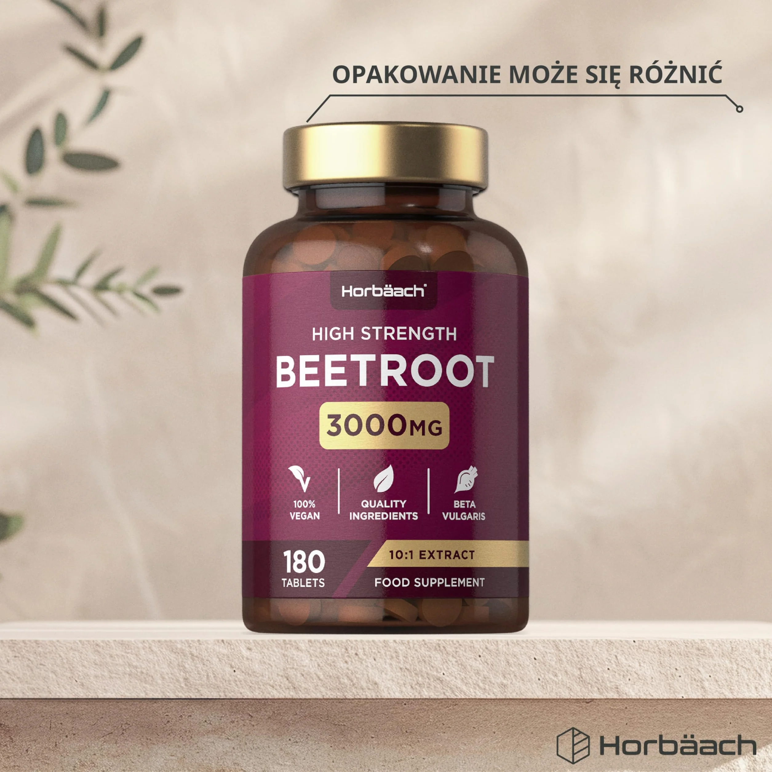 Burak Tabletki 3000mg Ekstrakt 10:1 Suplement Horbaach 180 Tabletek Wegańskich