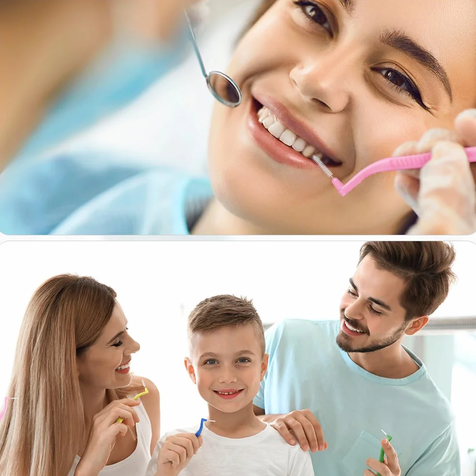 60 szt. szczoteczek międzyzębowych, 6 rozmiarów szczoteczek dentystycznych, kątowa główka i antypoślizgowy uchwyt dla czyszczenie przestrzeni międzyzębowych, pielęgnacja jamy ustnej