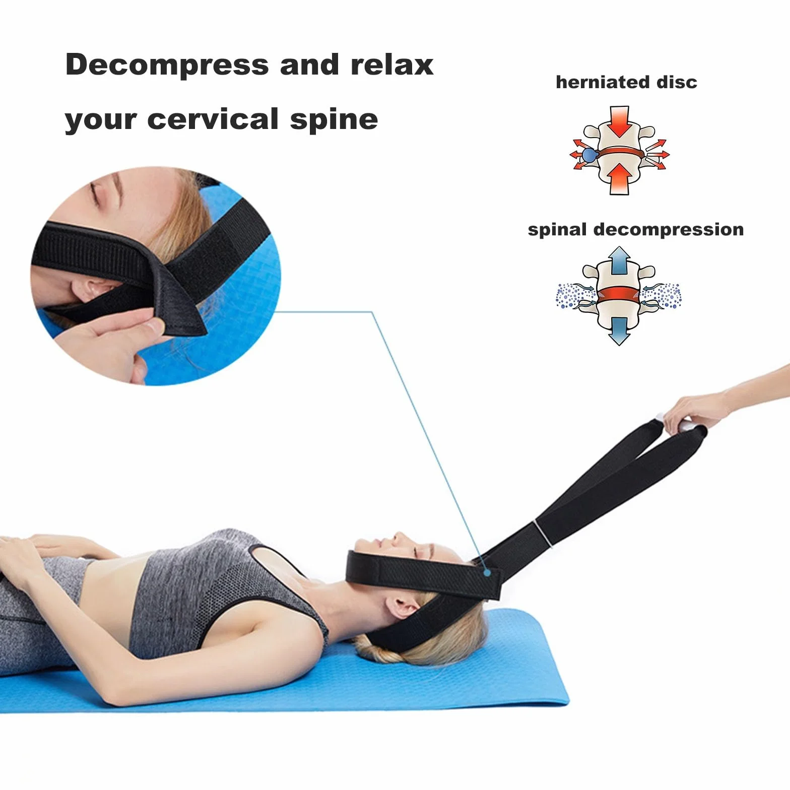 Spine Chiropractic narzędzie trakcyjne do dekompresji (2 stóp), pasek szyi, szyjka szyjki macicy - urządzenie do trakcji fizjoterapii