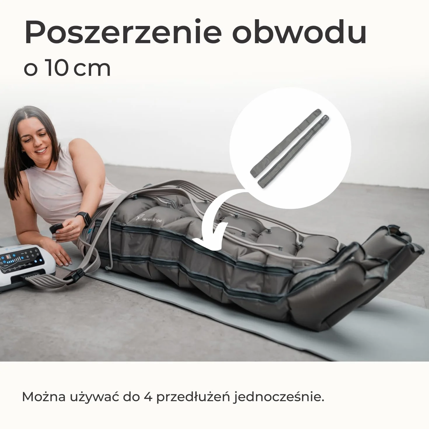 Vein Angel 10 cm przedłużające klapy (para) do masażu kompresyjnego Vein Angel, dwa przedłużenia na większe uda