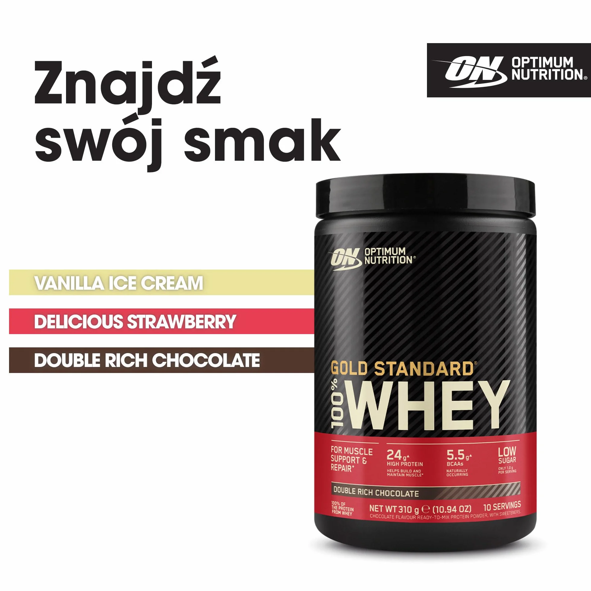 ON Gold Standard 100% Whey Odżywka białkowa podwójna czekolada 310 g