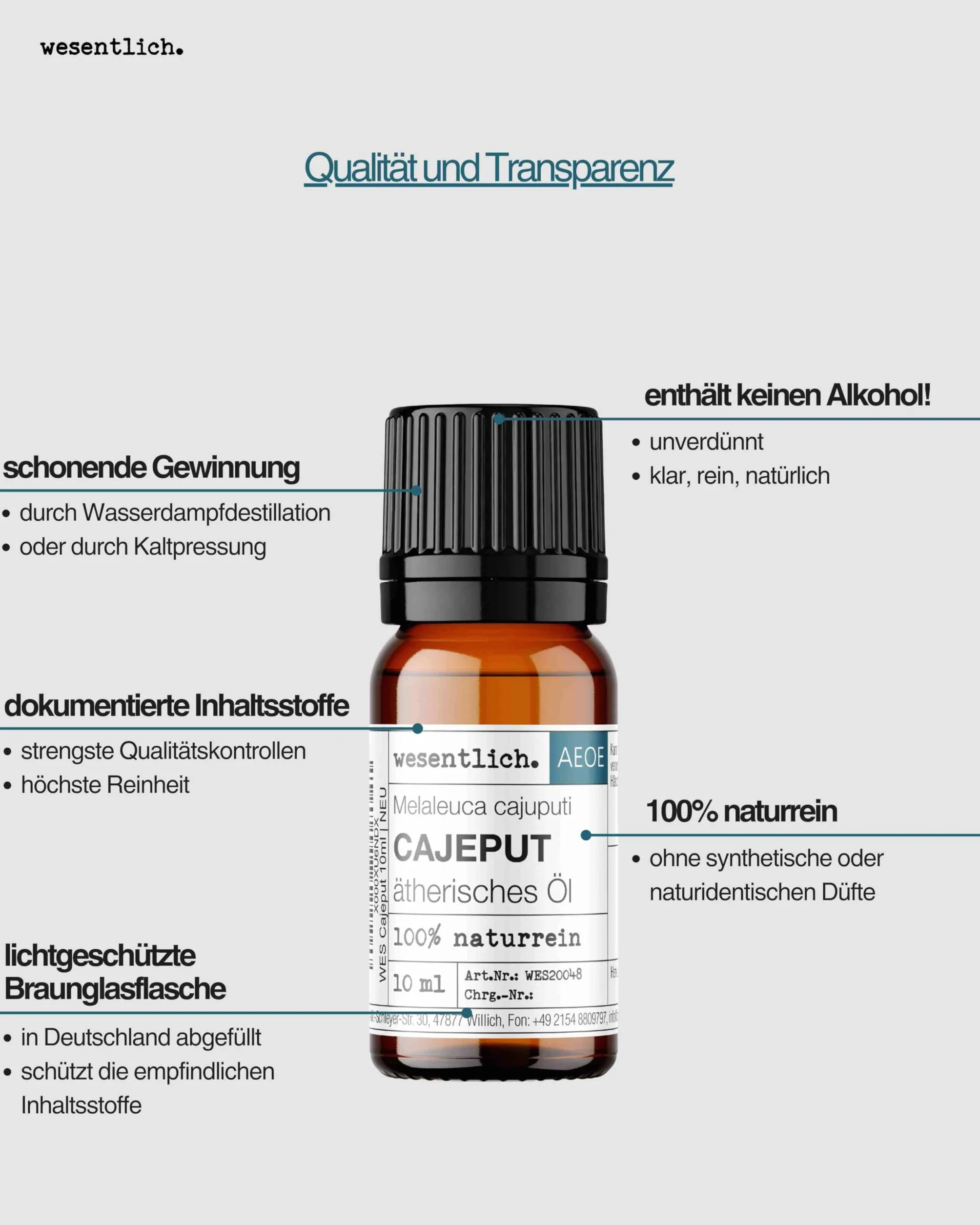 Cajeputöl - reines ätherisches Öl von wesentlich. - 100% naturrein aus der Glasflasche (10ml)