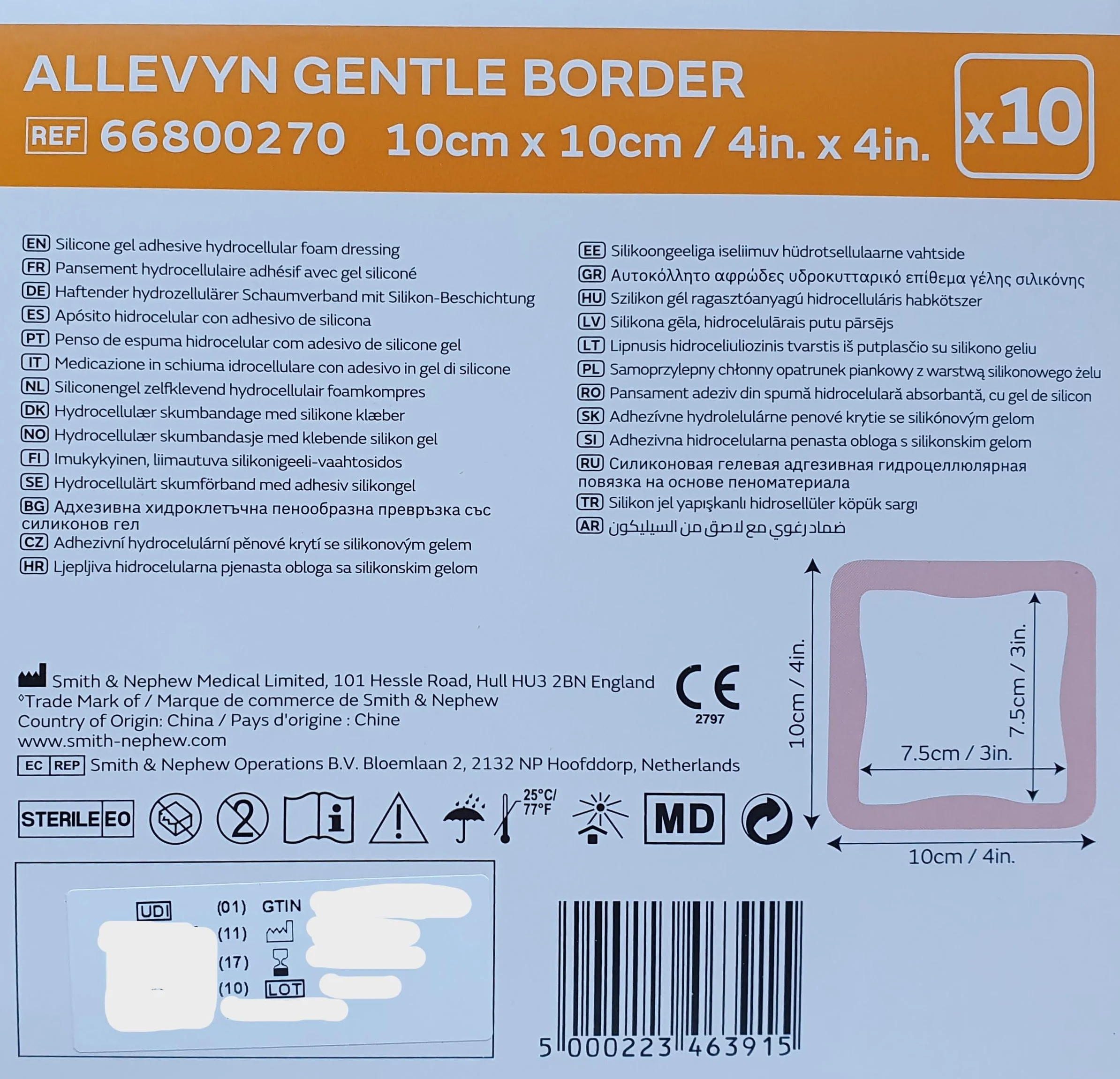 ALLEVYN Gentle Border przylepna pianka 10 x 10 x 10 cm