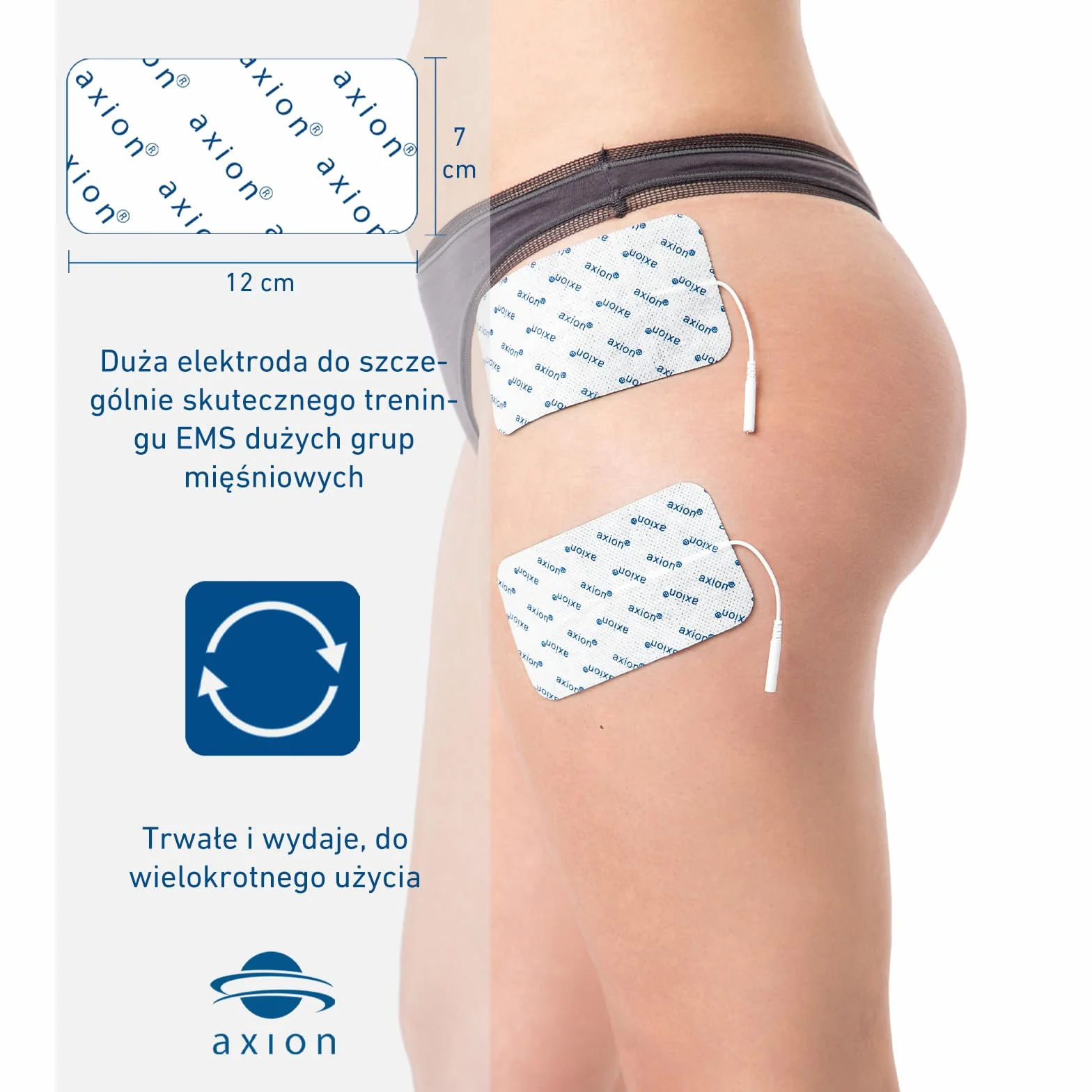 2 duże elektrody żelowe 12x7cm do elektrostymulatora do treningu EMS nóg na cellulit