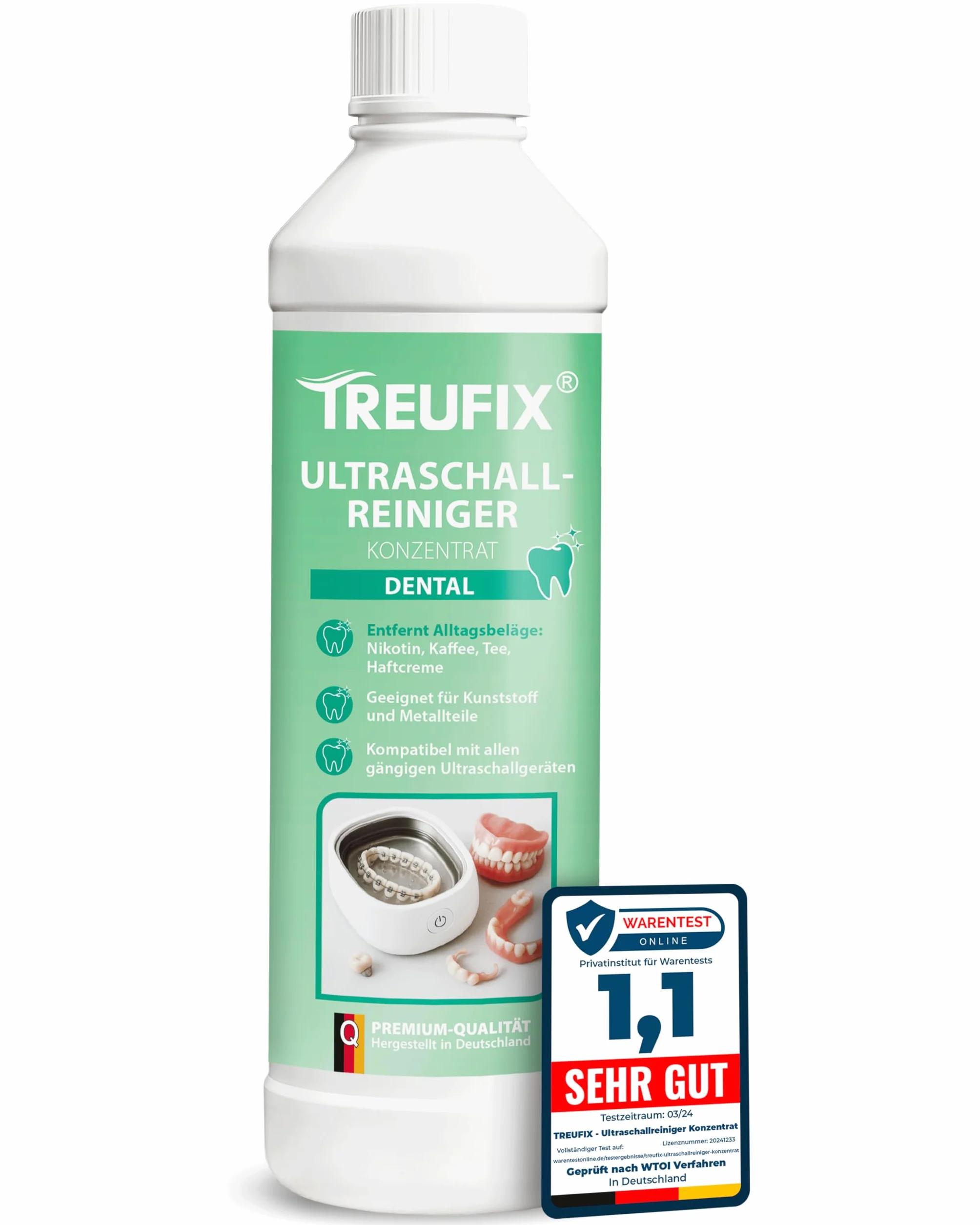 Treufix Koncentrat do czyszczenia ultradźwiękowego Dental 750 ml – do protez, szyn, spinek