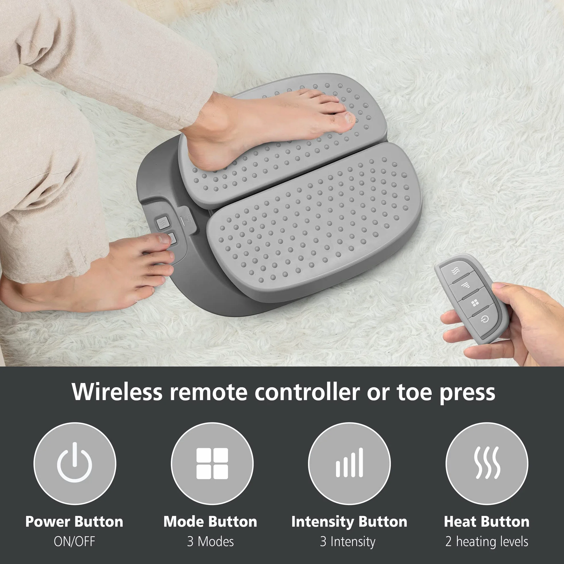 Snailax Shiatsu masażer stóp z funkcją ogrzewania, elektryczne urządzenie do masażu stóp z wibracją, urządzenie do masażu stóp z pilotem zdalnego sterowania, prezent
