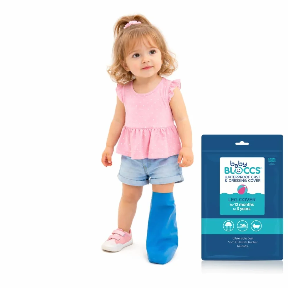 BLOCCS 100% wodoodporny ochraniacz na gips – Baby Bloccs (12–36 miesięcy) – wielokrotnego użytku ochraniacz pod prysznic, do kąpieli i pływania – XS