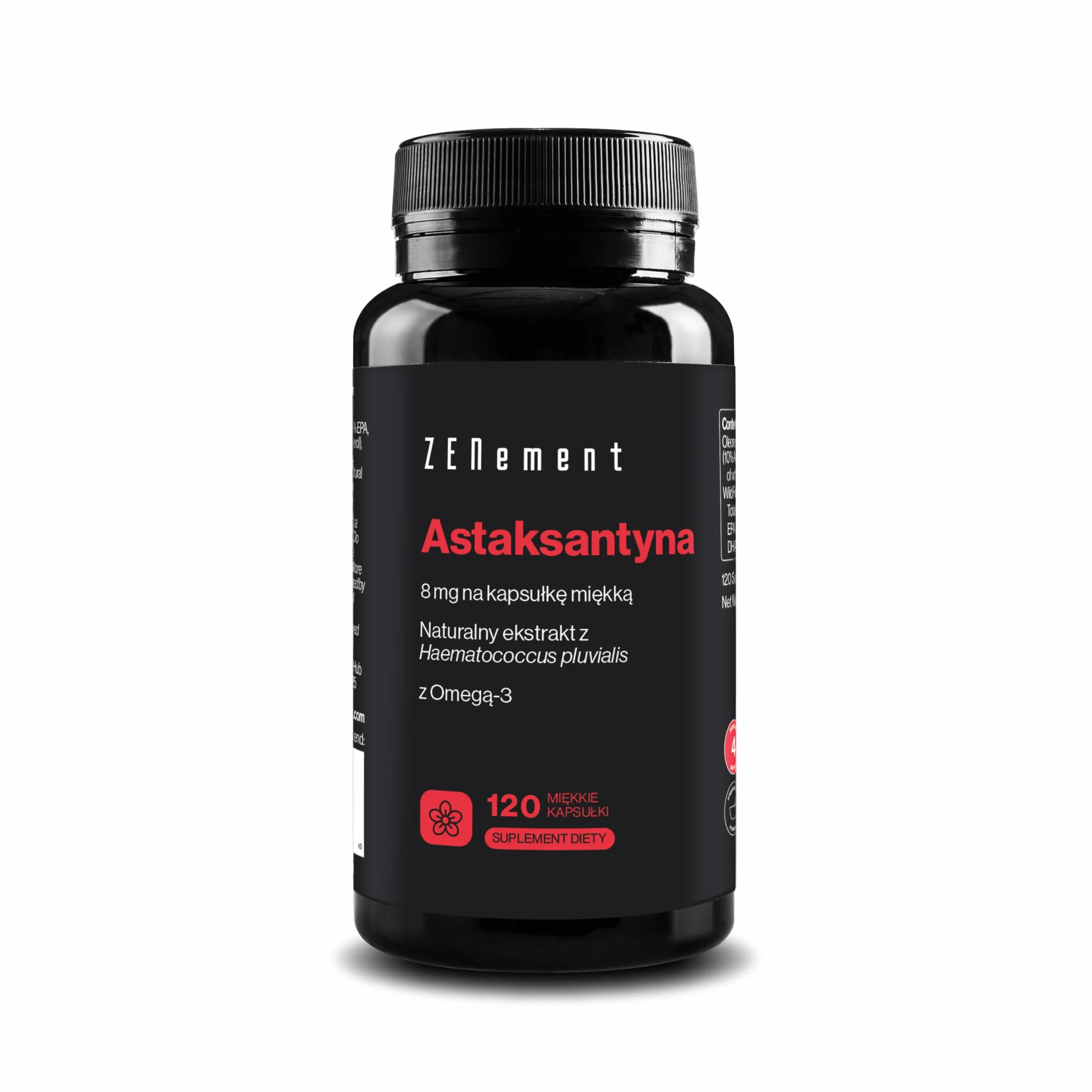 Astaksantyna 8 mg z Haematococcus pluvialis Omega-3 120 kapsułek Zenement