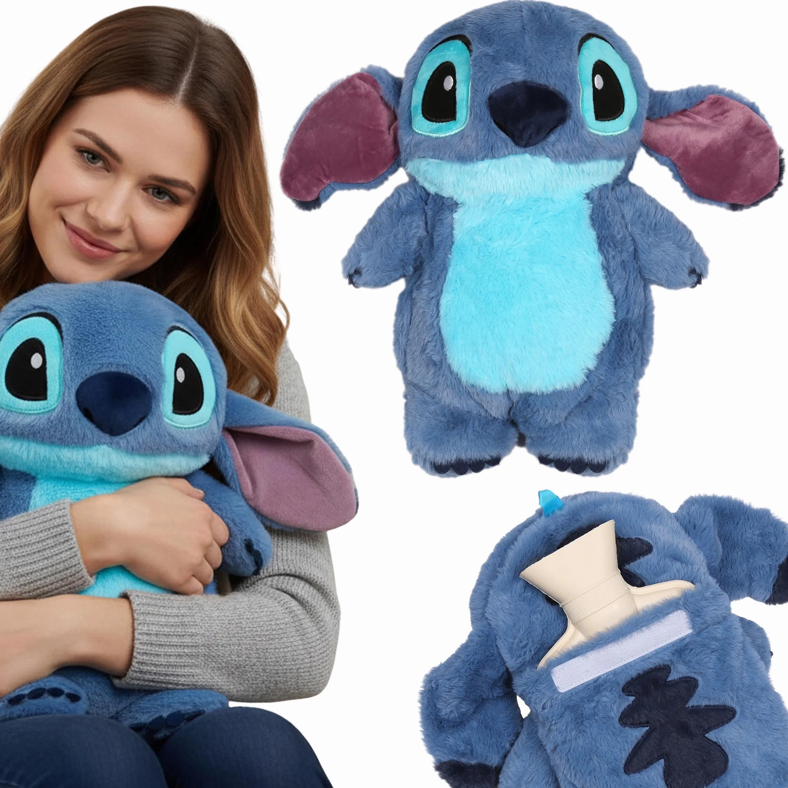 DISNEY Stitch Gumowy termofor 750 ml z miękką poszewką