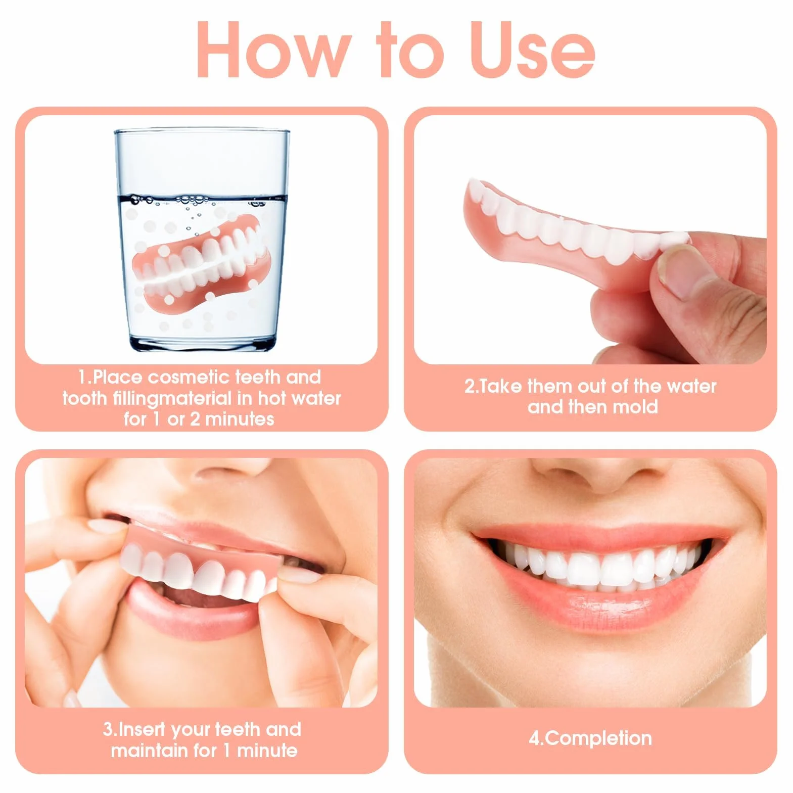 Snap on Perfect Smile Sztuczne Zęby 1 Para Zatrzaskowe Silikonowe Forniry Tymczasowe Wybielanie Proteza Górne Dolne