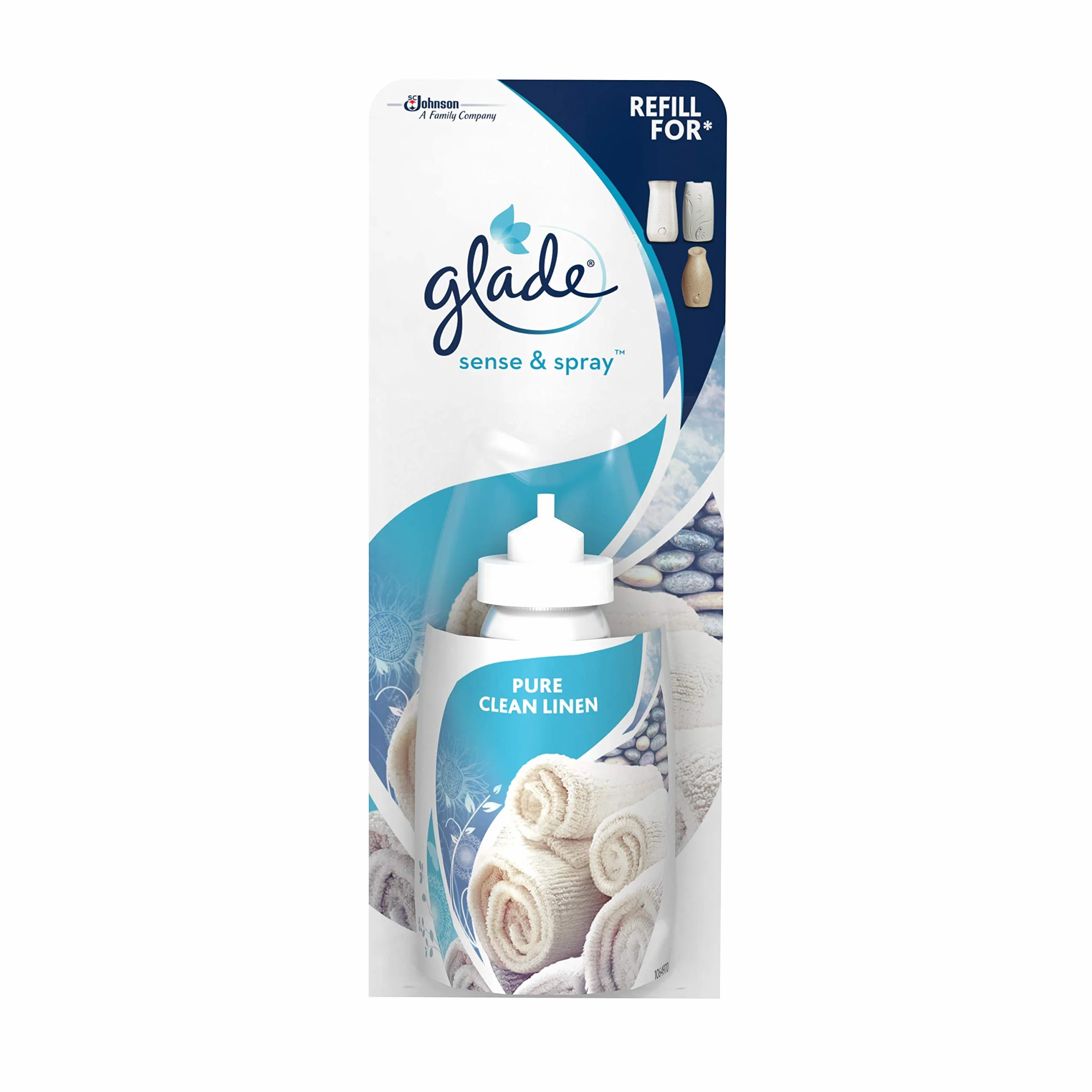 Glade Sense & Spray automatyczny odświeżacz powietrza aktywowany ruchem czysta pościel 8 wkładów 8 x 18 ml