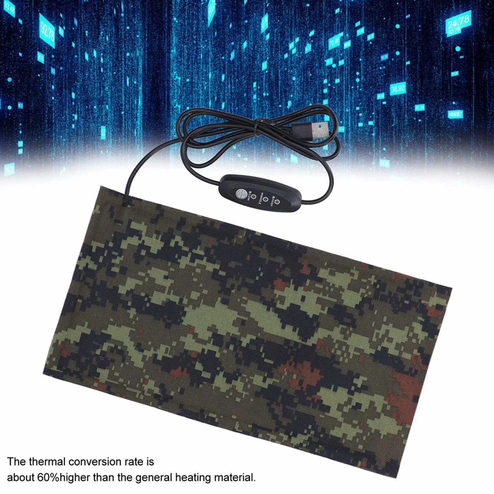 Grzejnik USB – Arkusz grzewczy elektryczny do podgrzewania tkanin, wodoodporny, z 3 poziomami temperatury, wymiary: 15 x 28 cm (1 para)