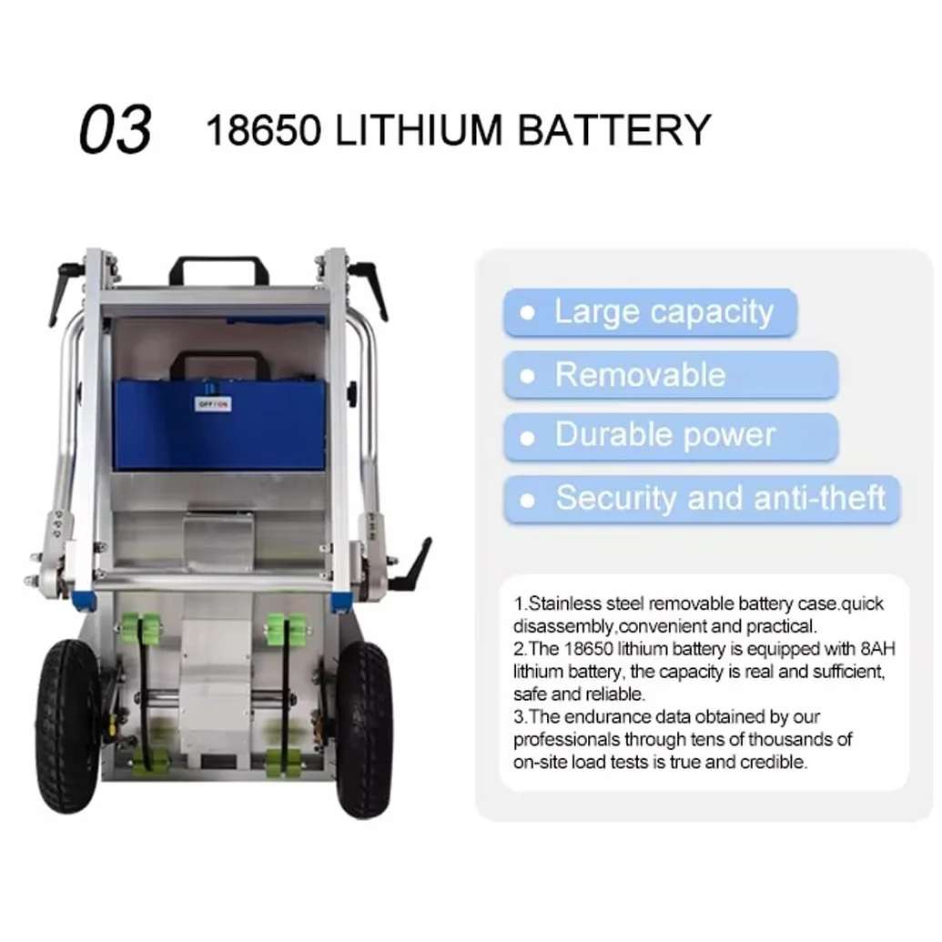 elektryczny wspinacz schodowy, z wysuwanym uchwytem, silnik bezszczotkowy, składany wózek na kółkach, kółka, wózek dolly, nośność 200 kg / 440 kg A