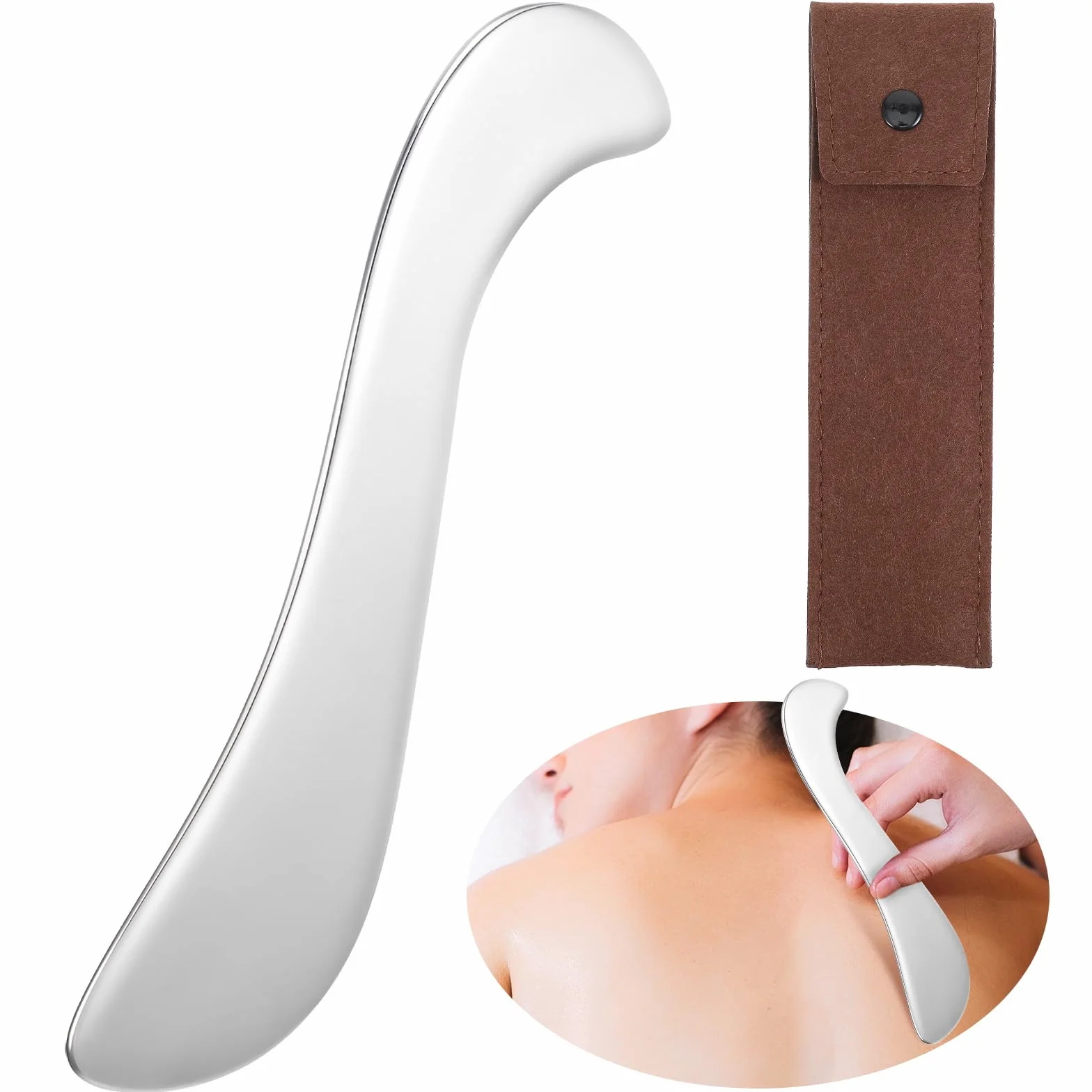 Gua Sha ze stali nierdzewnej, skrobak do powięzi, narzędzie do masażu, z torbą