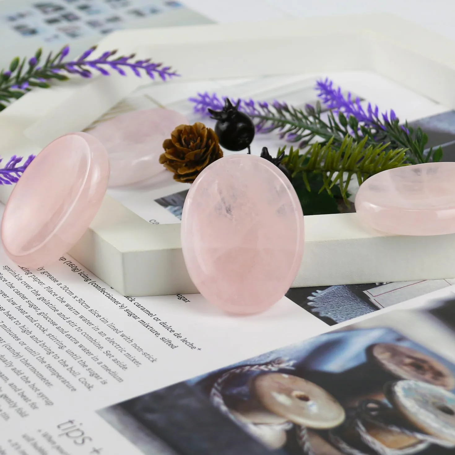 Worry Stones Kryształy kwarcu różowego,kryształy czakr i kamienie lecznicze,owalny kamień palmowy,kamień kciuka,kryształy dla początkujących,prezenty duchowe dla kobiet (1 szt.)