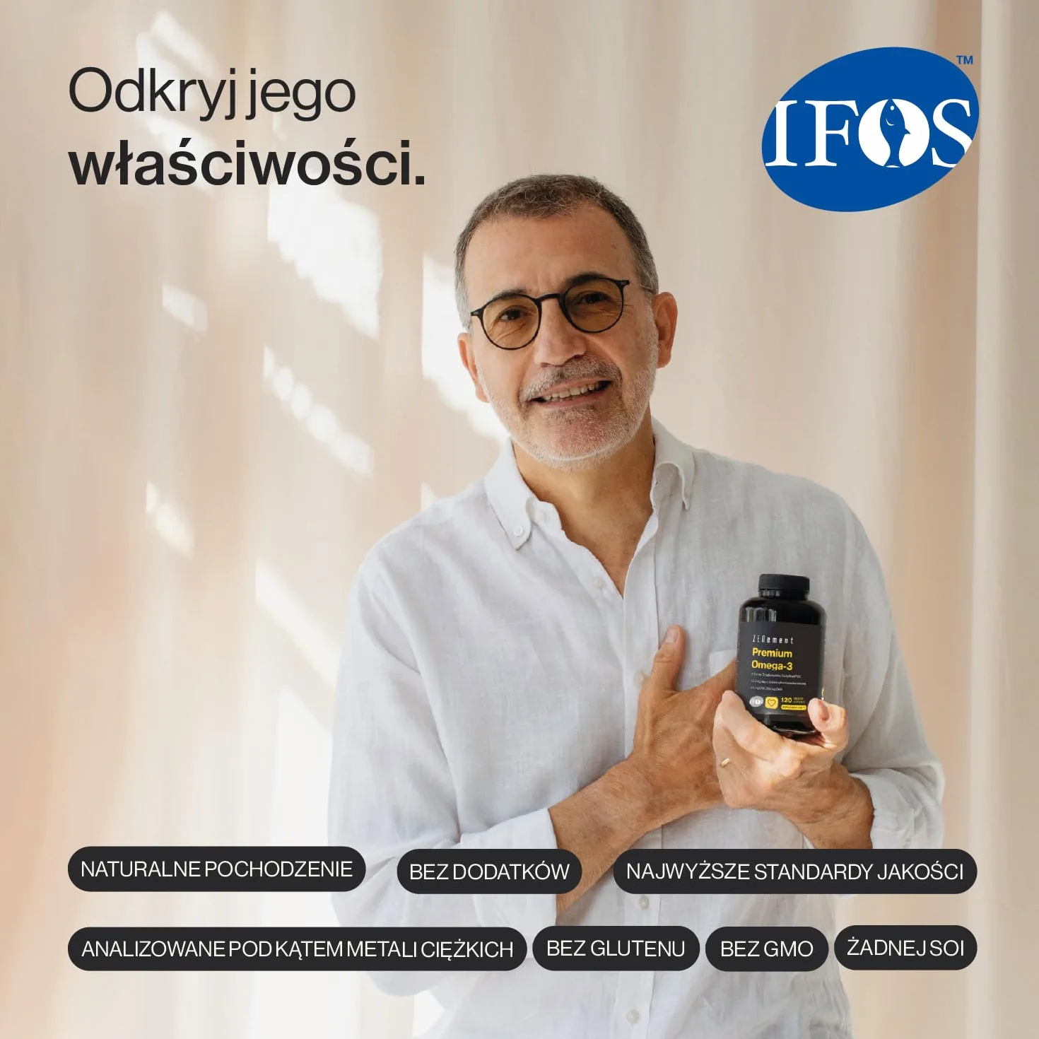 Premium Omega 3 IFOS w Formie Trójglicerydów – 1000 mg EPA + 500 mg DHA na Dzienną Porcję – Olej z Dzikich Ryb Certyfikowany FOS – 120 Kapsułek Miękkich