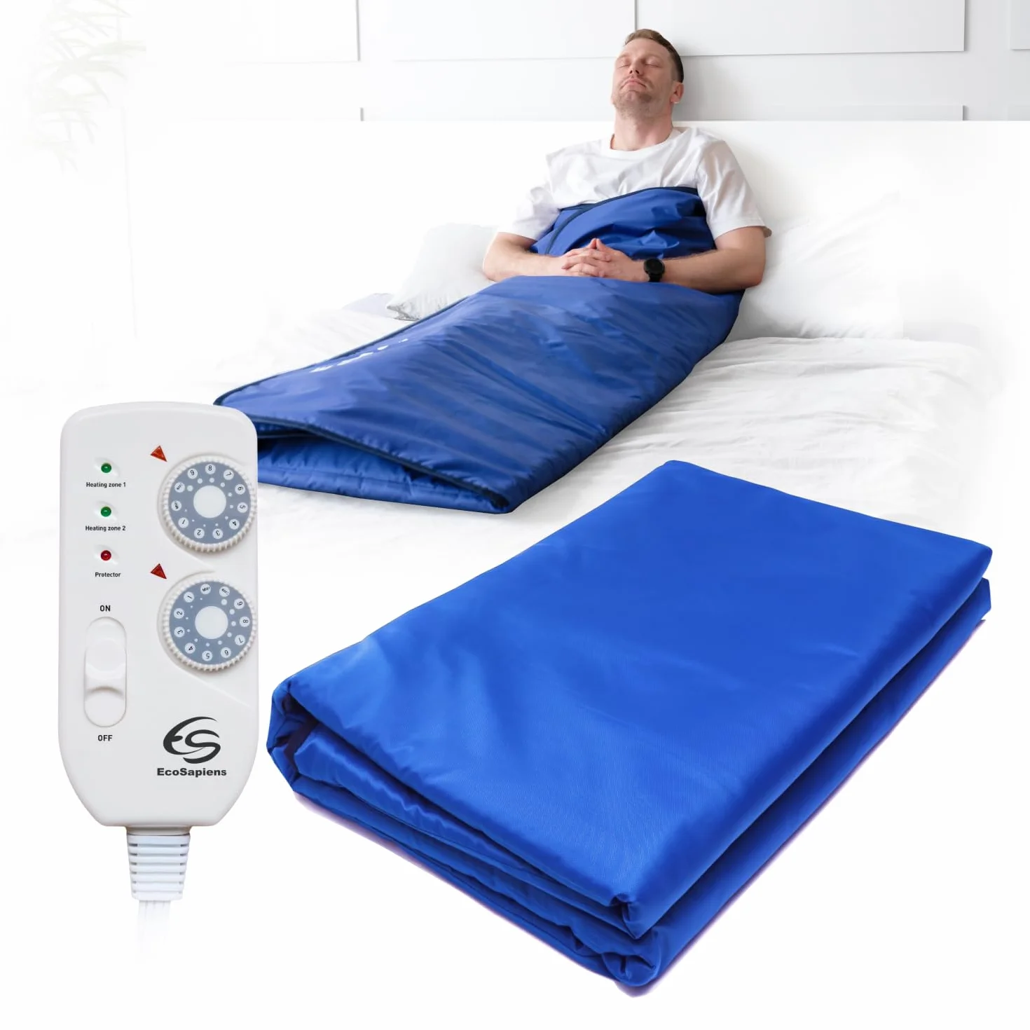 Infrasauna koc do sauny na podczerwień 180 x 220 cm 2-strefowy pilot zdalnego sterowania przenośny SPA