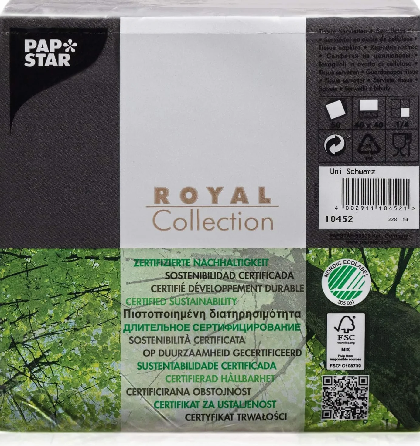Papstar Royal Collection Serwetki, Czarny, 40 x 40cm