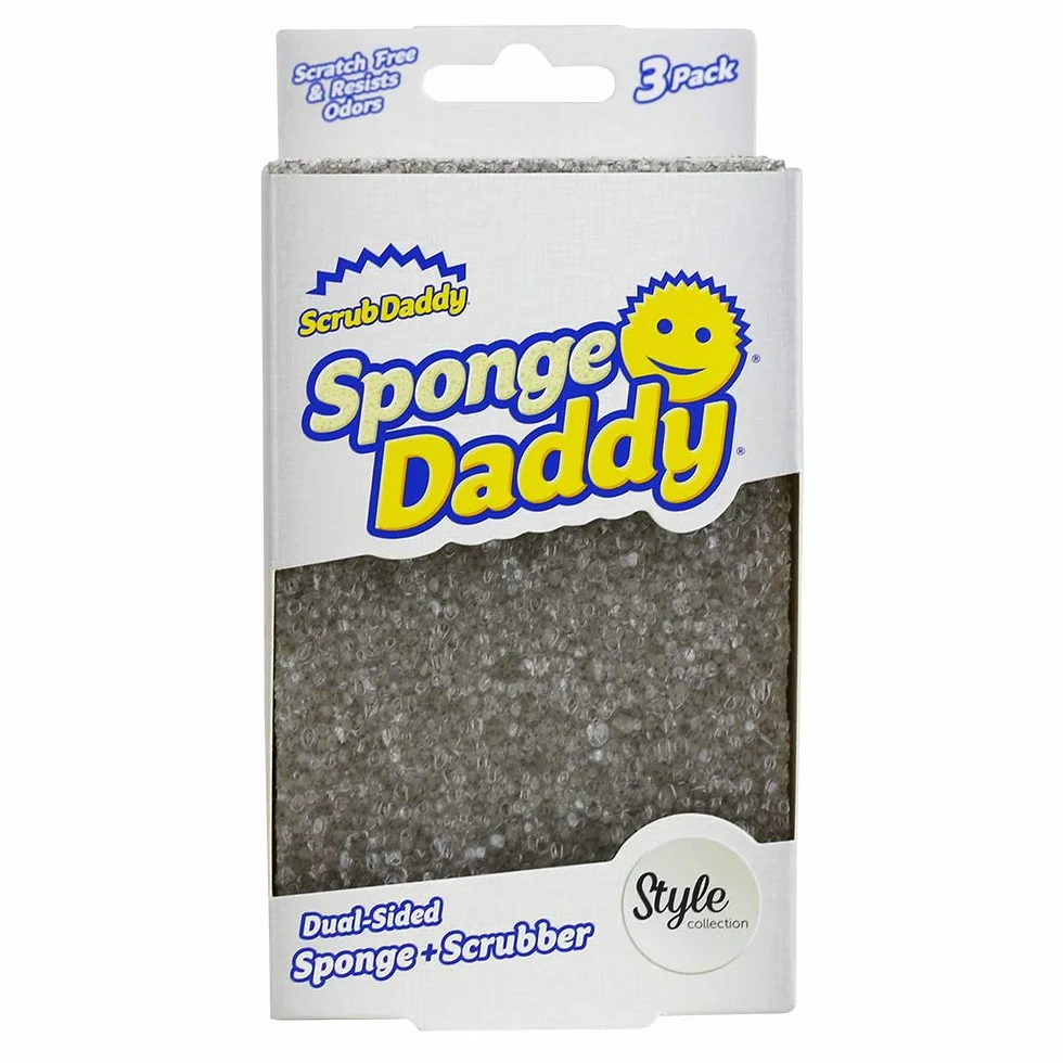 Scrub Daddy Gąbka w stylu tatusia, dwustronna myjka gąbkowa, gąbki do mycia naczyń, nie drapiące czyściki do mycia naczyń, narzędzie do szorowania łazienki, gąbki kuchenne wielopak
