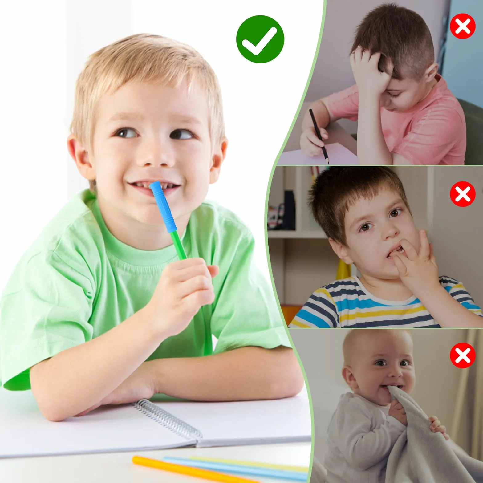 9 sztuk nakładek na ołówki 3 rodzaje 3 sensoryczne kolory autyzm dla dzieci i dorosłych, silikonowe nakładki na długopisy do żucia, specjalne potrzeby związane z ruchem jamy ustnej