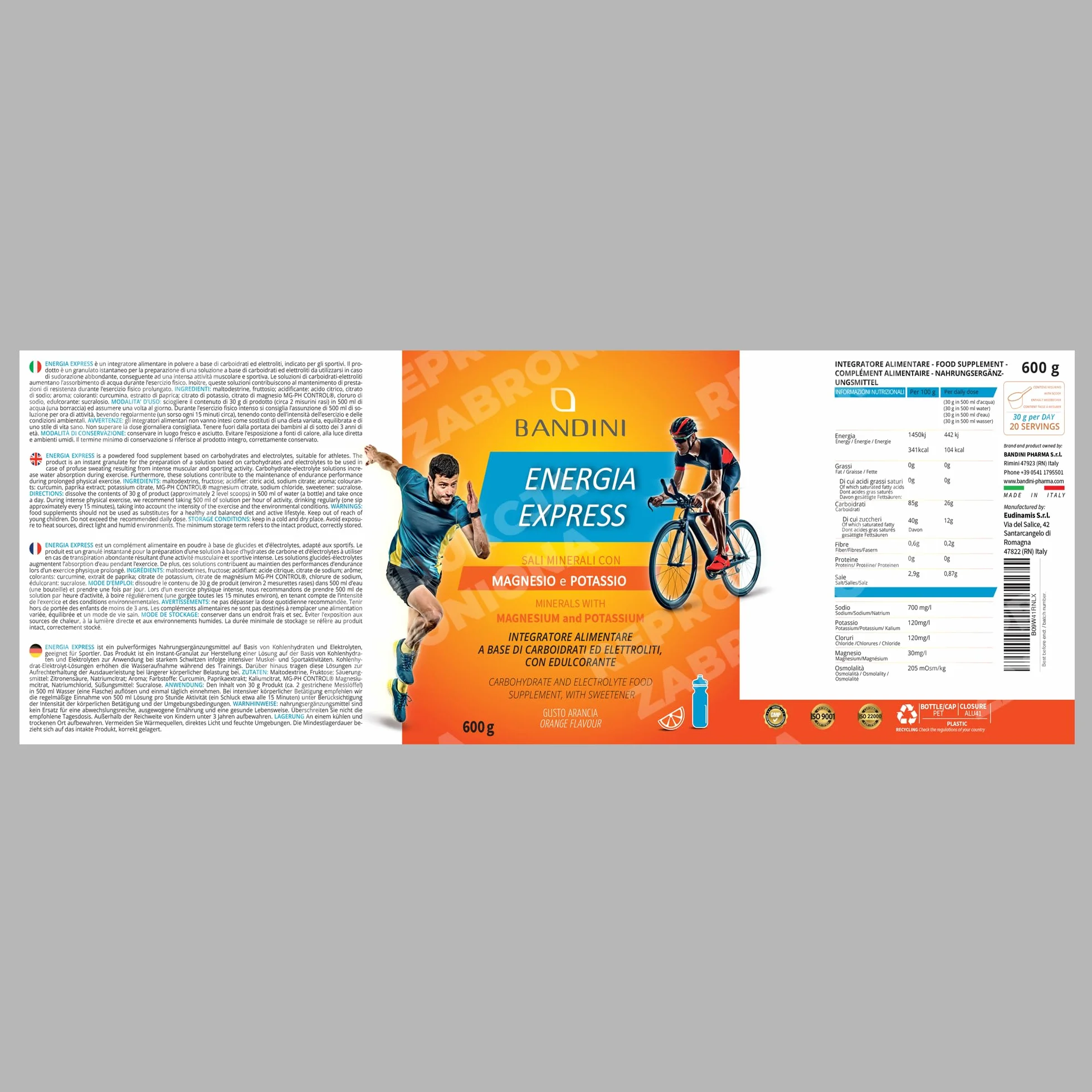 Bandini Energia Express 600 g suplement diety węglowodany elektrolity magnez potas