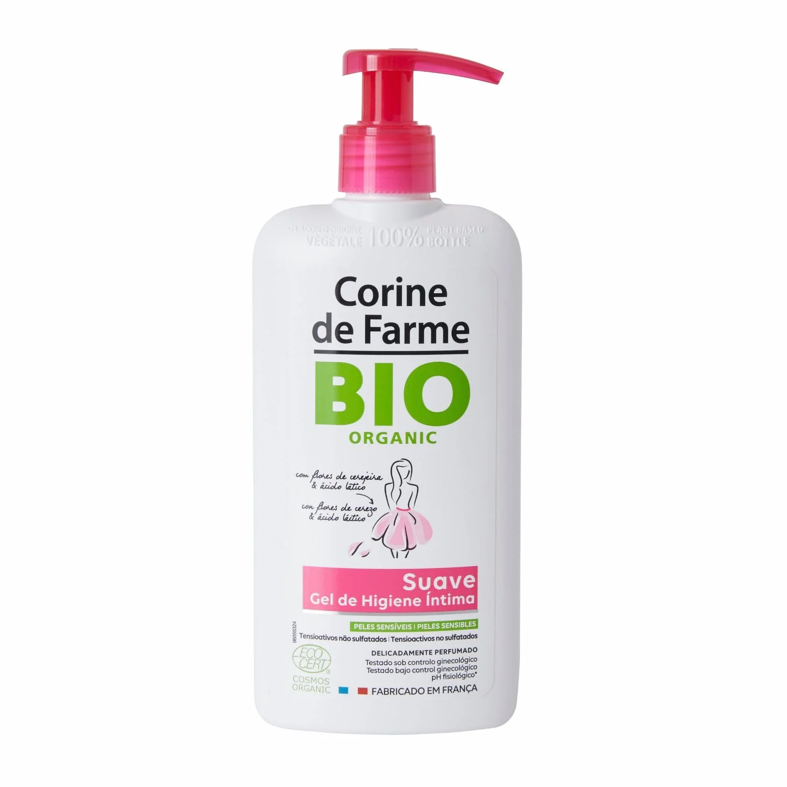 Corine De Farme Organic Naturalny łagodny środek do czyszczenia z kwiatem wiśniowym, 250 ml, biały