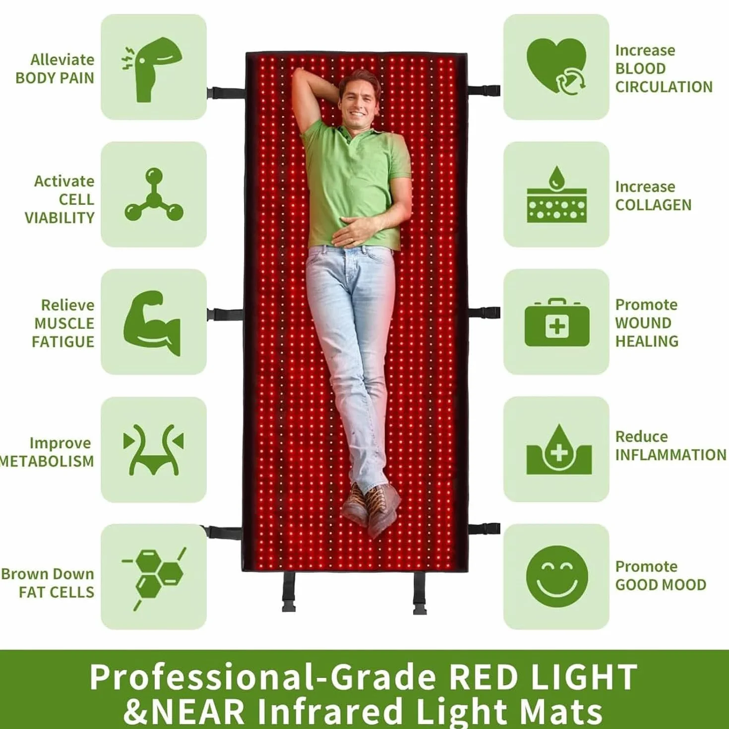 2520 sztuk diody LED mata do terapii światłem czerwonym do ciała-urządzenie do terapii światłem podczerwonym, podkładka do terapii światłem w bliskiej podczerwieni