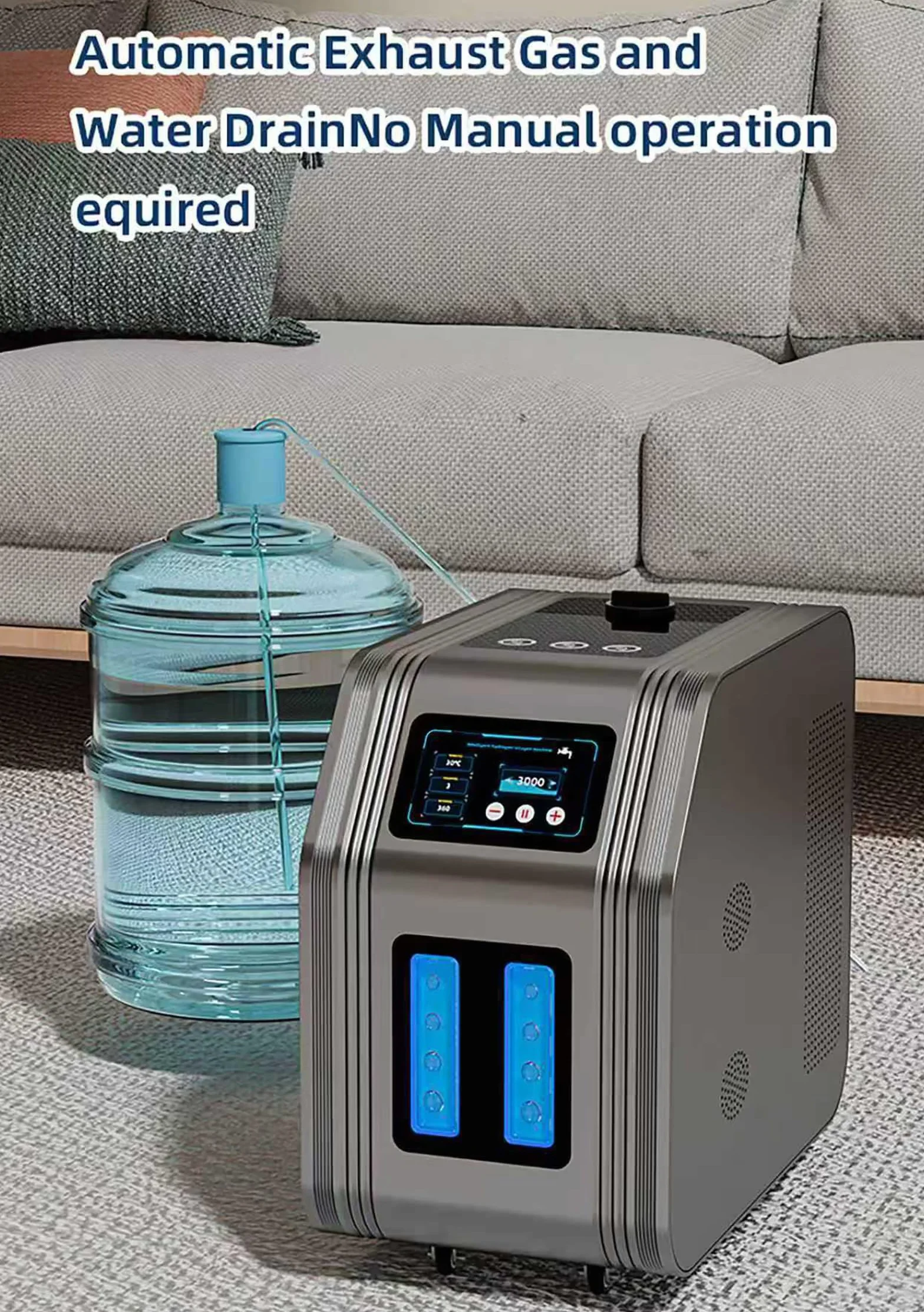 Aparat Do Inhalacji Wodorem 3000 Ml/Min, Aparat Do Terapii Wodorowej, Potrójne Urządzenie Do Oddychania Wodorem, 7-Stopniowa Filtracja, Inteligentny Ekran Dotykowy Black