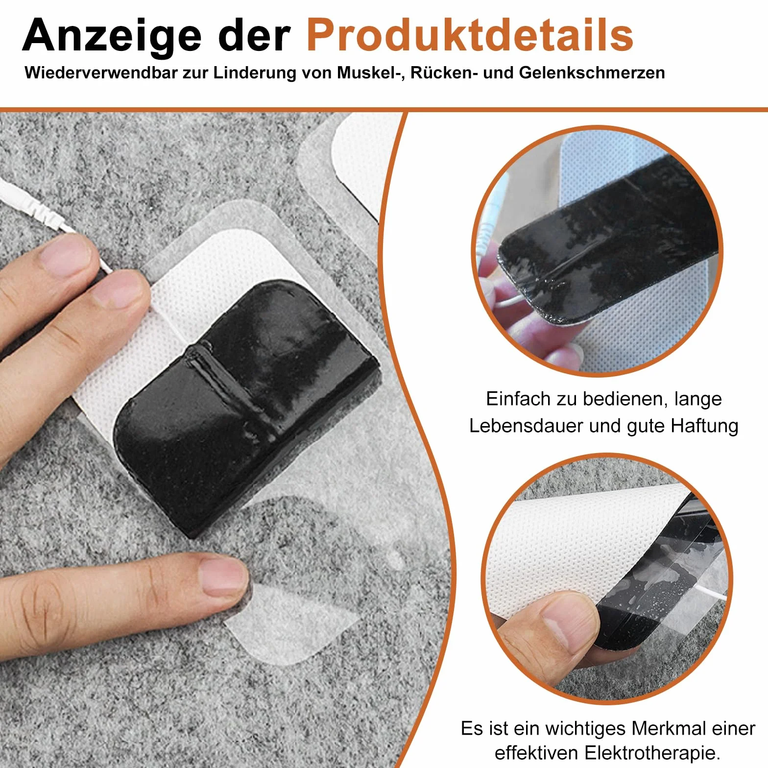 TENS podkładki elektrody do urządzeń, 30 sztuk, 9 x 5 cm, samoprzylepne podkładki do urządzeń TENS EMS, wielokrotnego użytku, do łagodzenia bólu mięśni, pleców i stawów, kompatybilne z większością