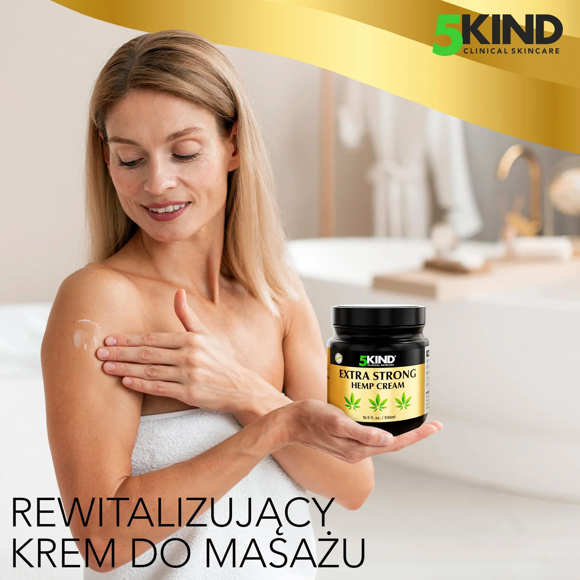 5kind bardzo mocny krem konopny, formuła oleju konopnego o wysokiej wytrzymałości, bóle stawów i mięśni, ulga w bólu mięśni, stóp, kolan, szyi, ramion - bogaty w naturalne ekstrakty, 500 ml