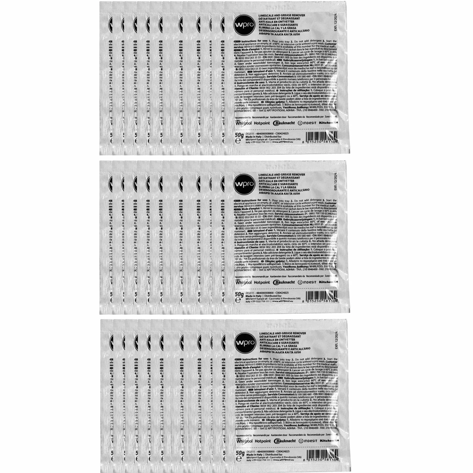 Hotpoint pralka 3w1 odkamieniacz i środek do usuwania detergentów 36 x 50 g saszetki (3 szt.)
