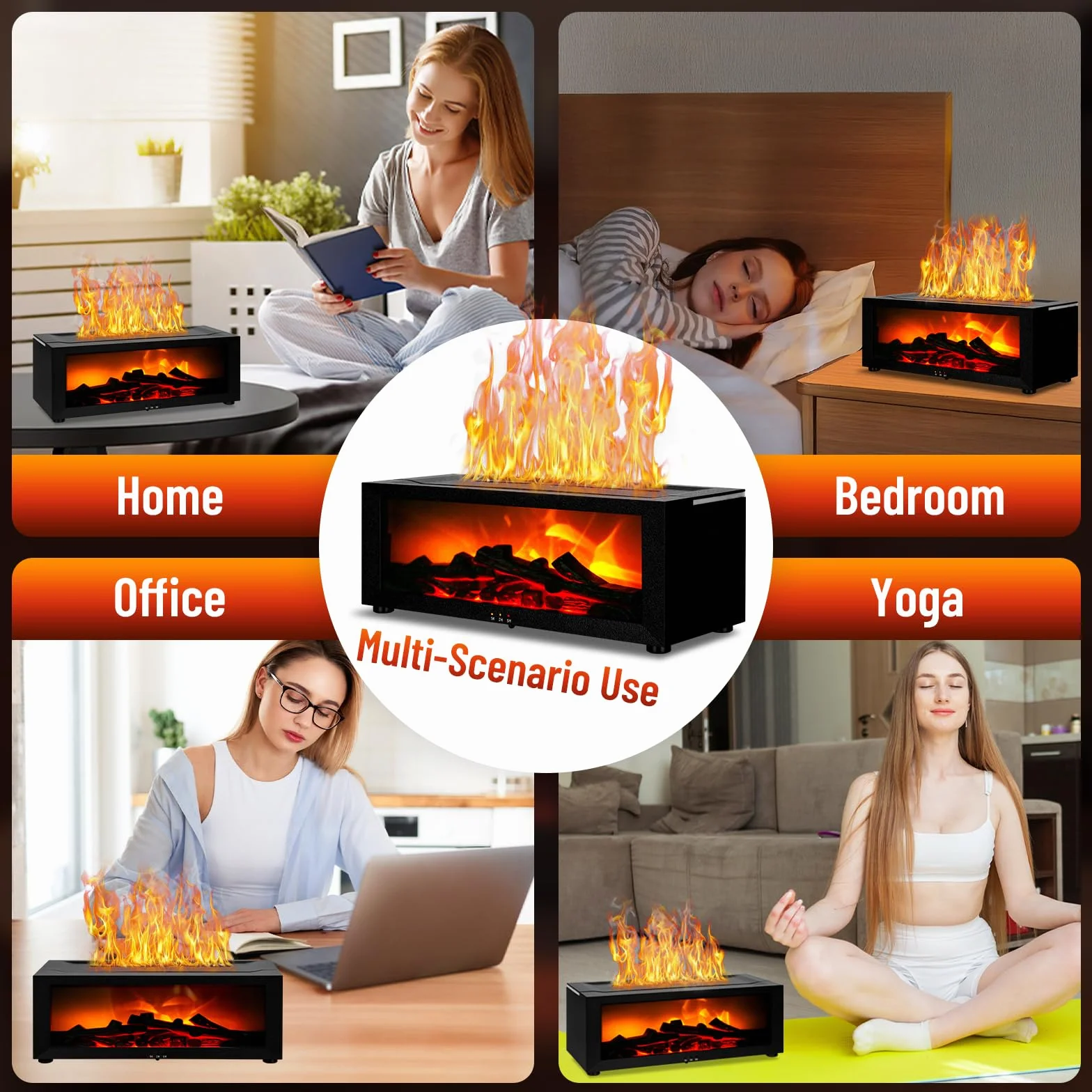 3D Flame Aroma Diffuser 150 ml cichy nawilżacz z pilotem zdalnego sterowania dyfuzor kominkowy 7-kolorowe oświetlenie LED lampka nocna