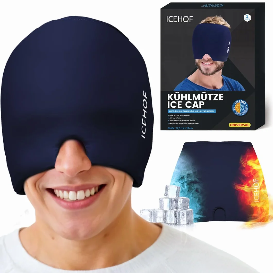 ICEHOF Maska na migrenę chłodząca na oczy czapka łagodzi bóle głowy