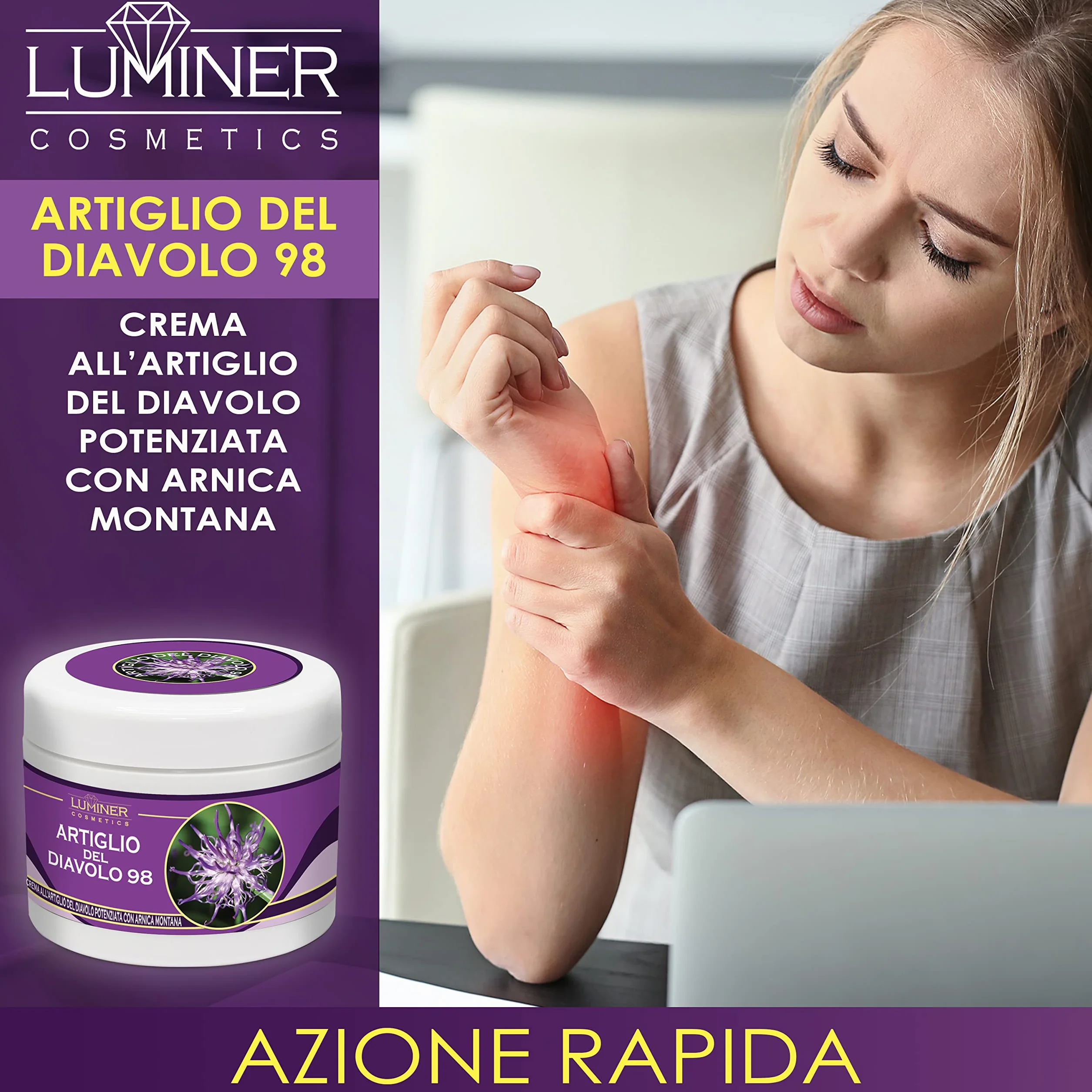 LUMINER Bardzo silna maść Harpagate 200 ml, krem Harpaid i arnika do masażu stawów i mięśni, szybko działająca naturalna formuła skoncentrowana Made in Italy