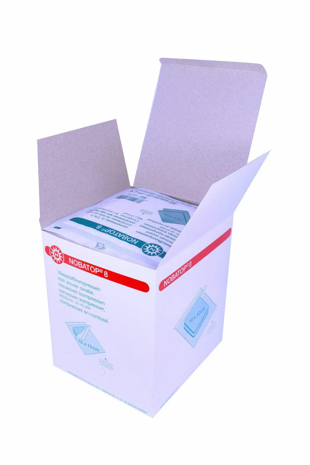 Noba Verbandmittel 8 kompresów 10 x 10 cm sterylne, 50 x 2 sztuki