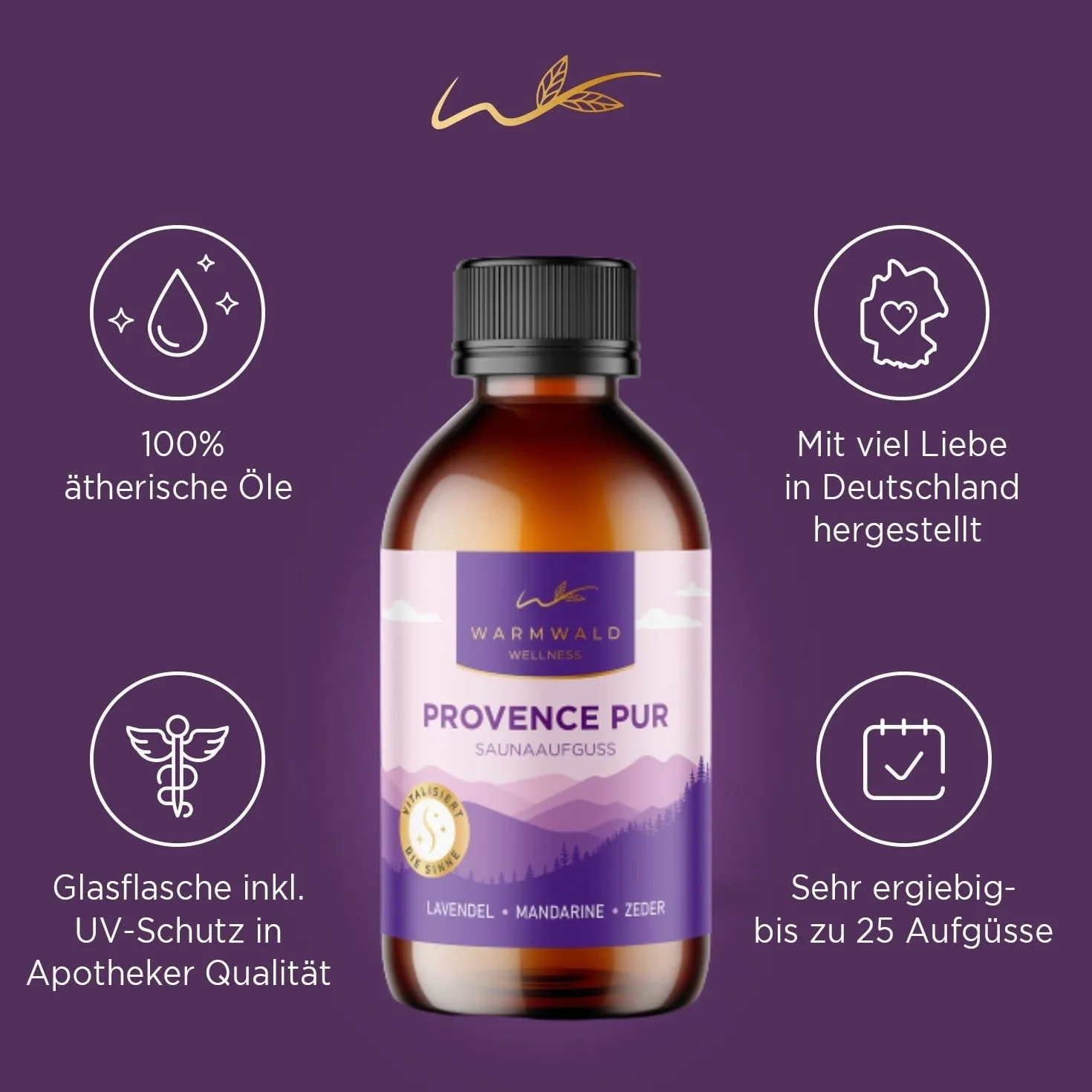 Napar do sauny – środek do zaparzania sauny z naturalnymi olejkami eterycznymi – olejek do sauny – zapach lawendy, mandarynki, cedru (Provence PUR – 100 ml)..