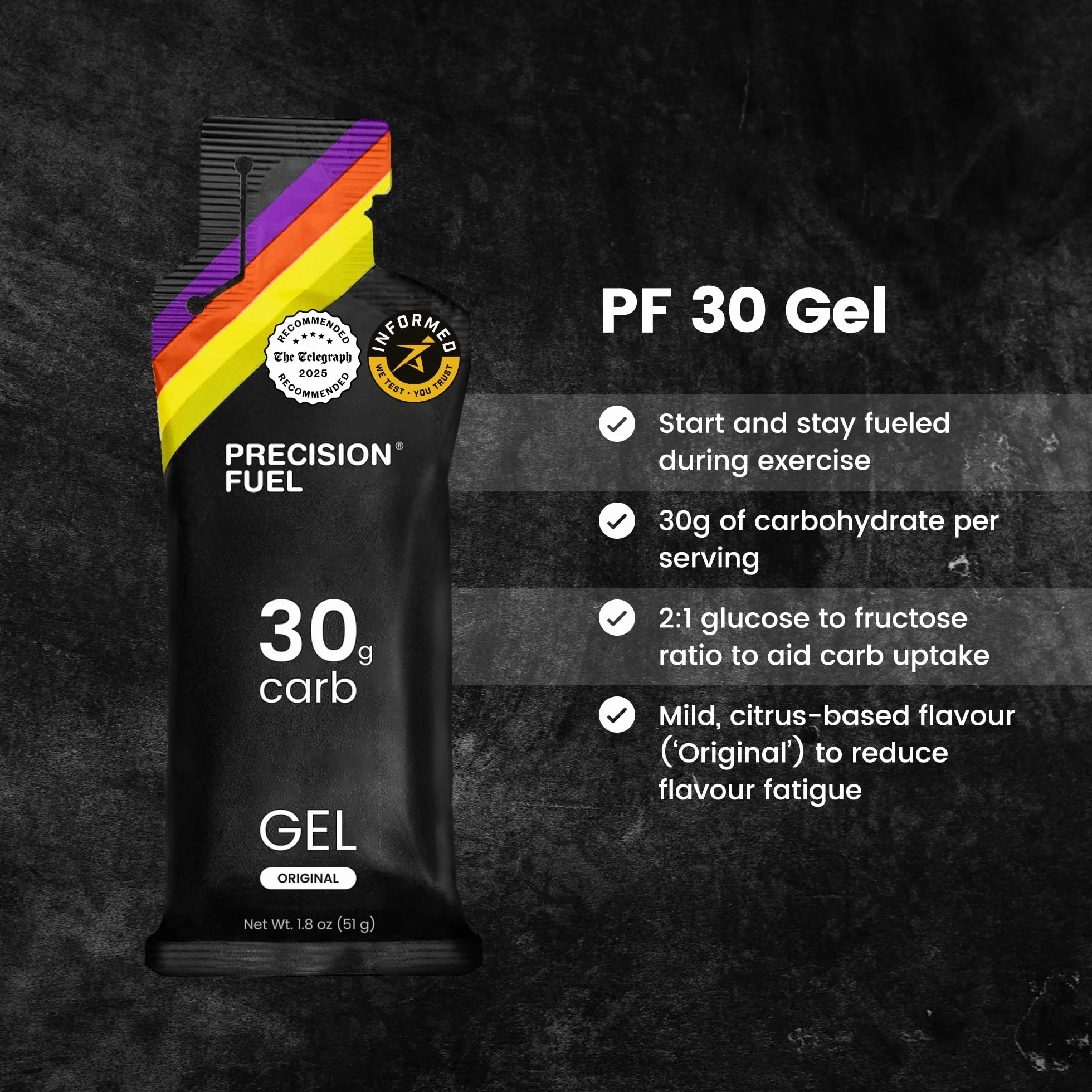 Precision Fuel 30 Żele Energetyczne 30g Węglowodanów Łagodny Smak dla Sportowców Wytrzymałościowych (Pack of 30)