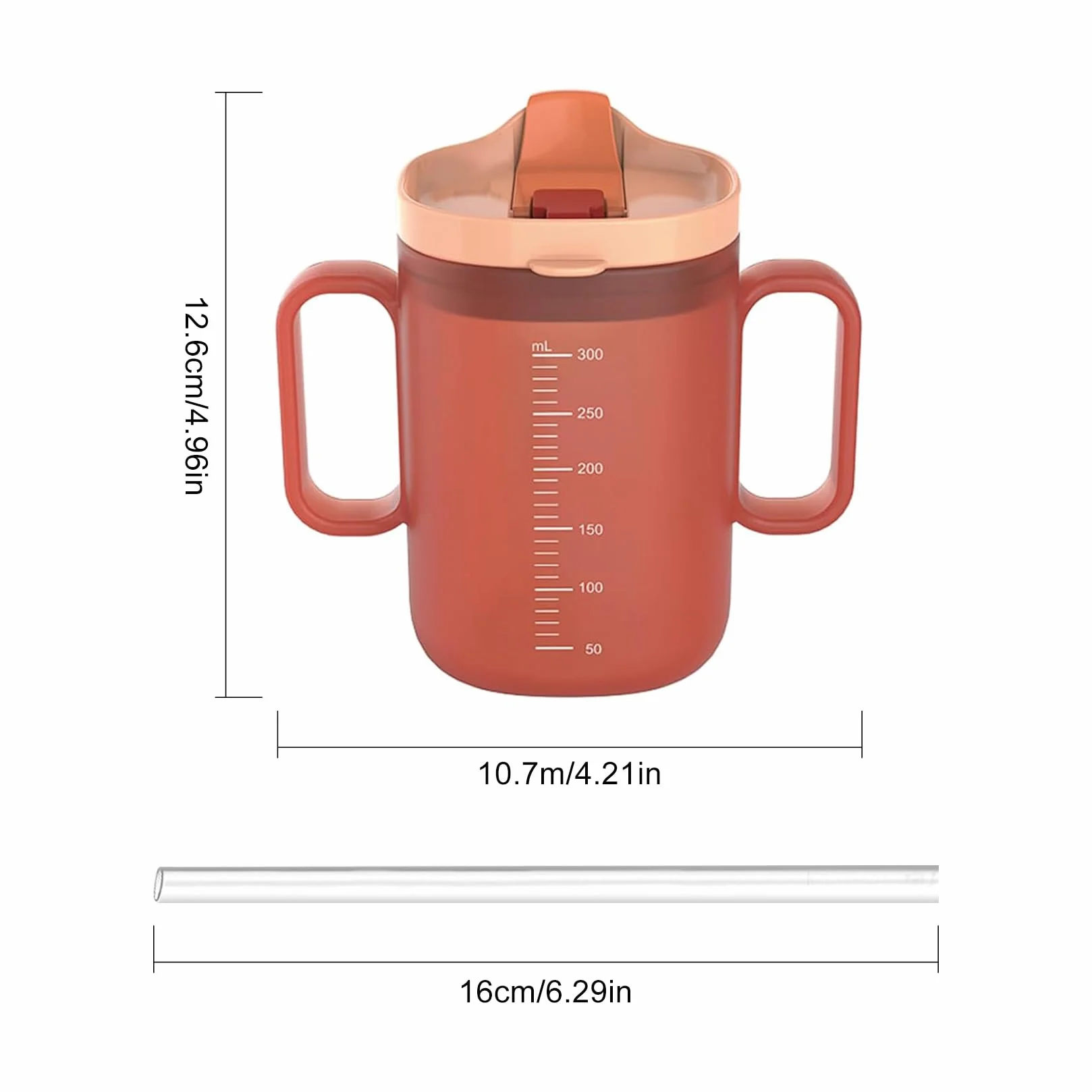 300ml Kubek Niekapek Dla Seniorów z Uchwytem Kubek Niekapką Pokrywka Słomka Dla Dorosłych Starszych Pacjentów Niepełnosprawnych Zastosowanie （CS）