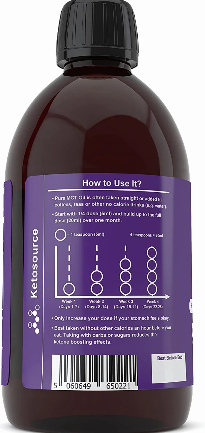 Ketosource Pure MCT Oil C8 C10 500ml Keto Supplement Vegan Gluten Free
