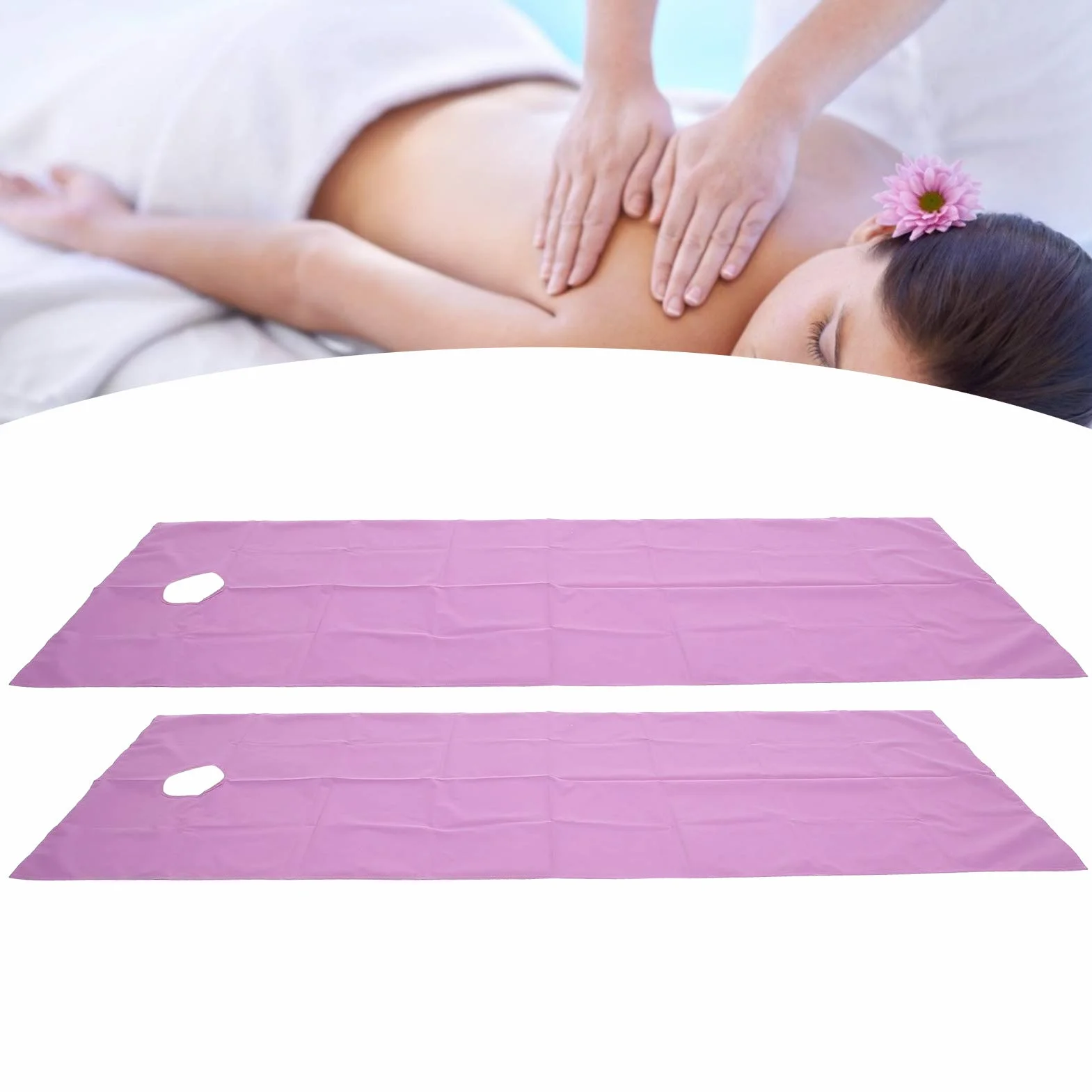 2 szt.Pokrowiec na stół do masażu SPA, oddychający olejoodporny wodoodporny prześcieradło do salonu z otworem, salon kosmetyczny masaż centrum spa prześcieradła(Fioletowy)