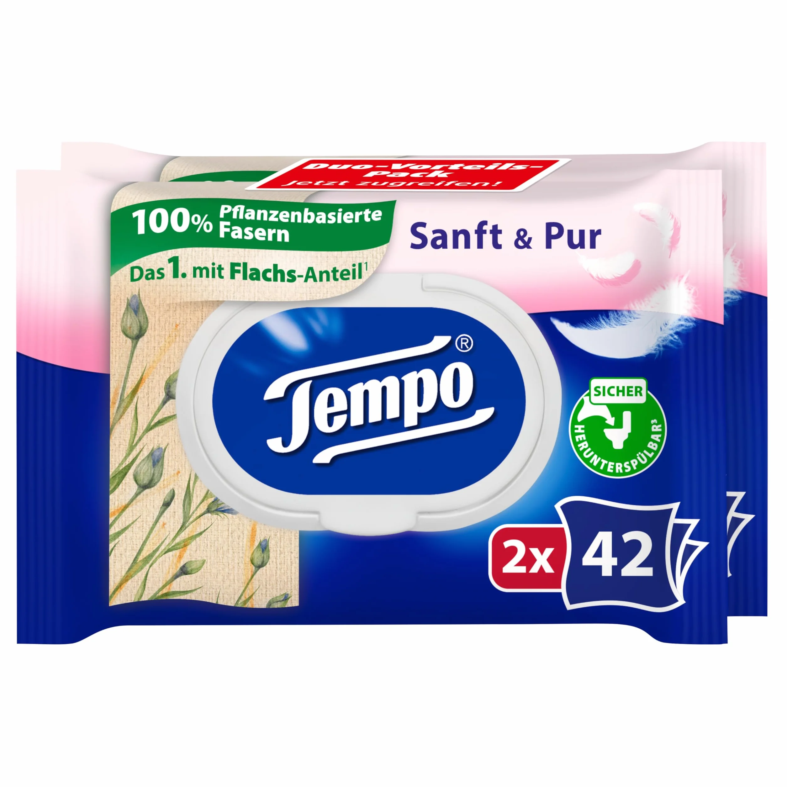 Tempo Wilgotne ściereczki toaletowe Soft & Pur Megapack 16 opakowań po 42 sztuki wilgotny papier toaletowy testowany dermatologicznie