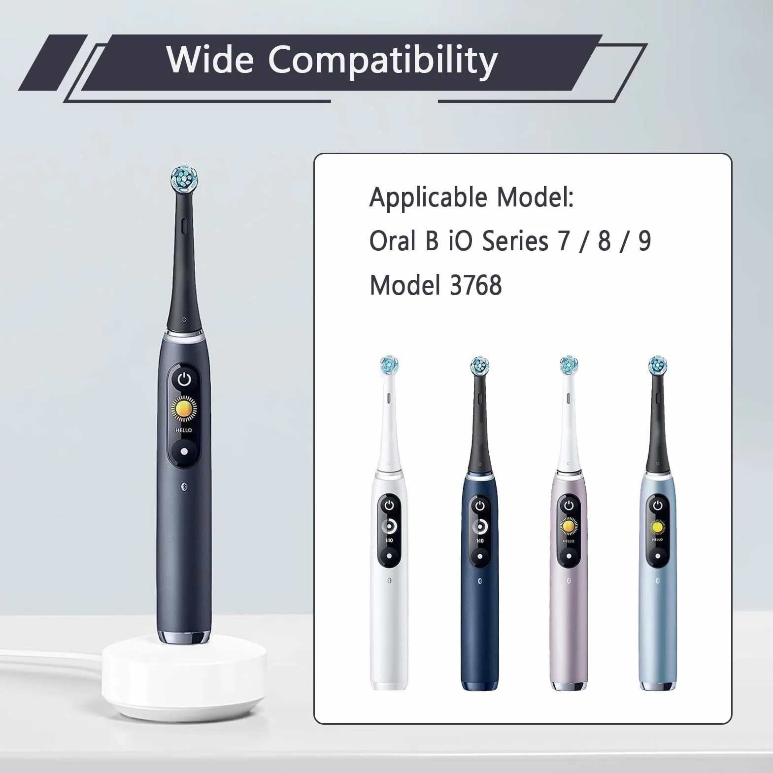 Ładowarka do Oral-B IO7 IO8 IO9, stacja ładująca model 3768 kompatybilna z Oral-B IO serii 7, 8 i 9, wtyczka nieeuropejska