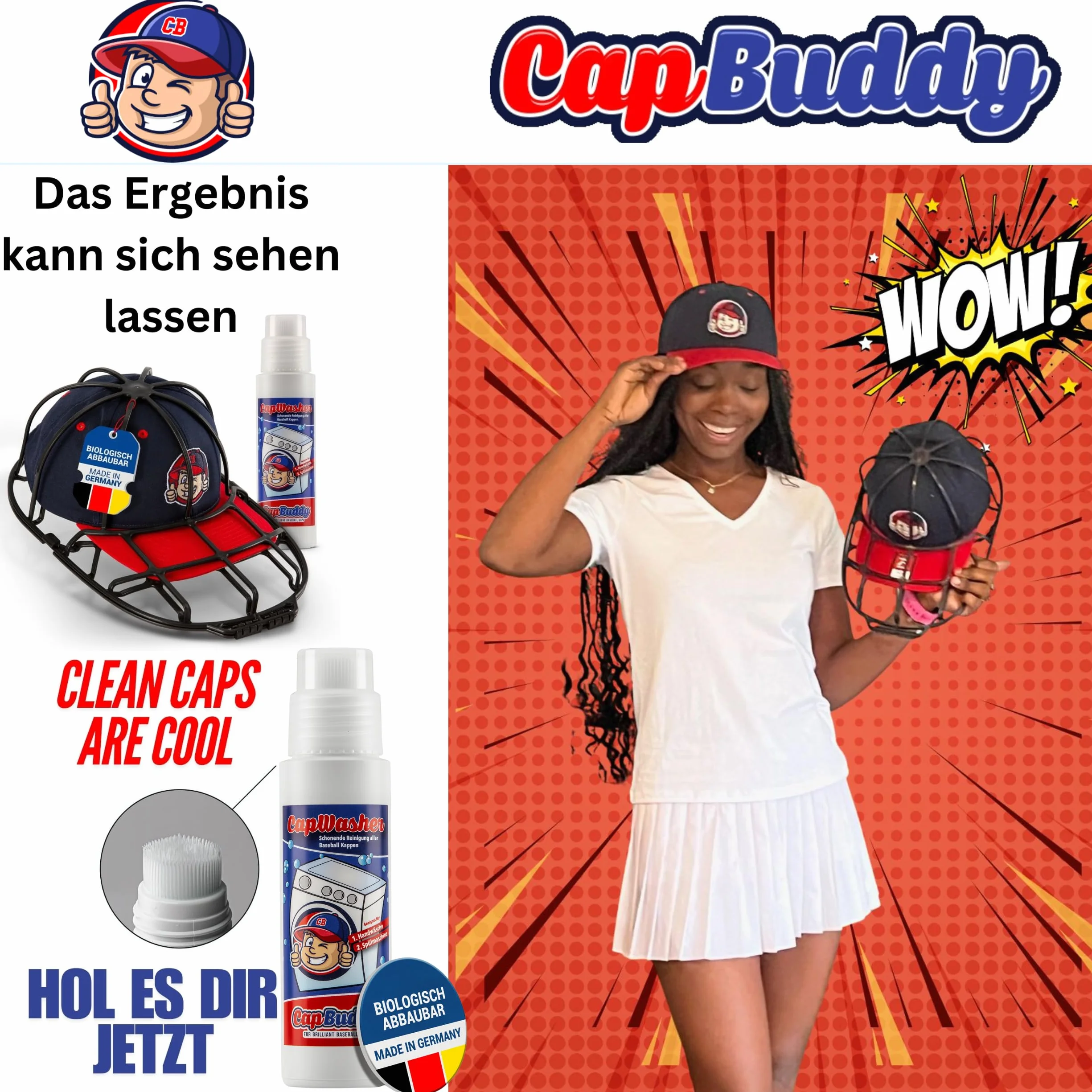 Cap Washer środek piorący z głowicą szczotki do zmywarki, 2 Cap Buddy, 2 Cap Washer