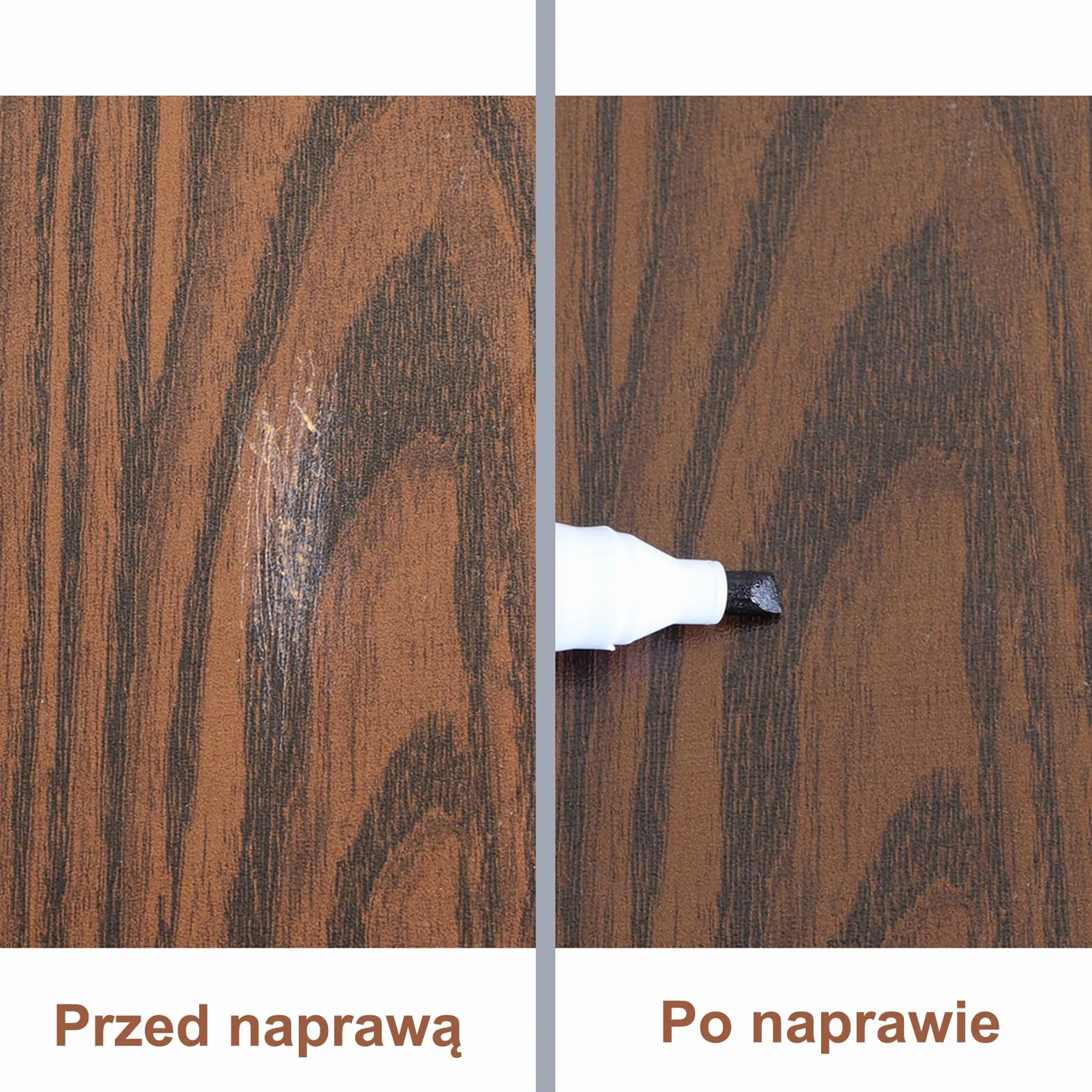 DEWEL Zestaw do naprawy mebli drewnianych 17 sztuk markery retuszowe patyczki woskowe z temperówką