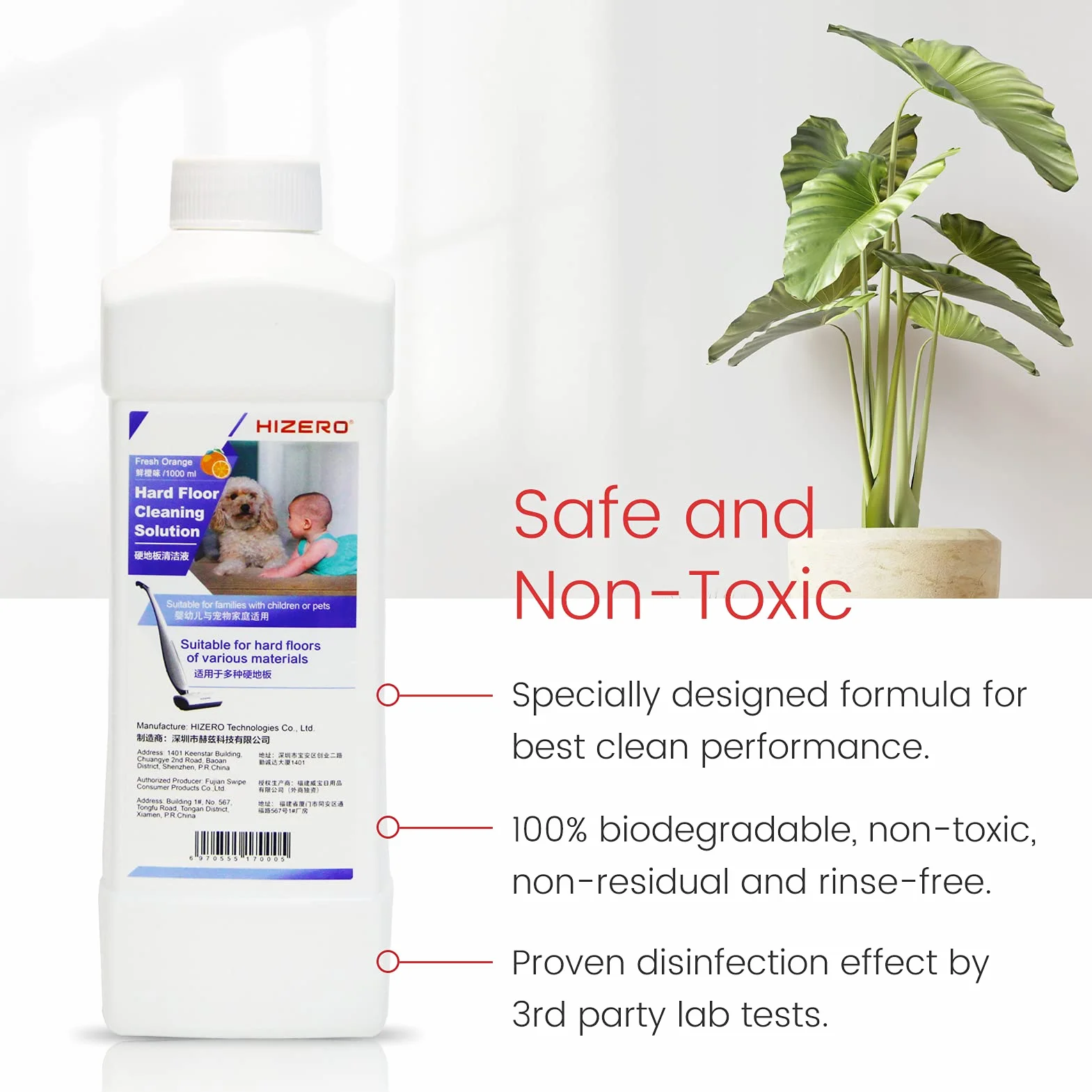 Hizero Bionic Mop środek do czyszczenia twardych podłóg i detergenty, świeży zapach pomarańczy (świeża pomarańcza)