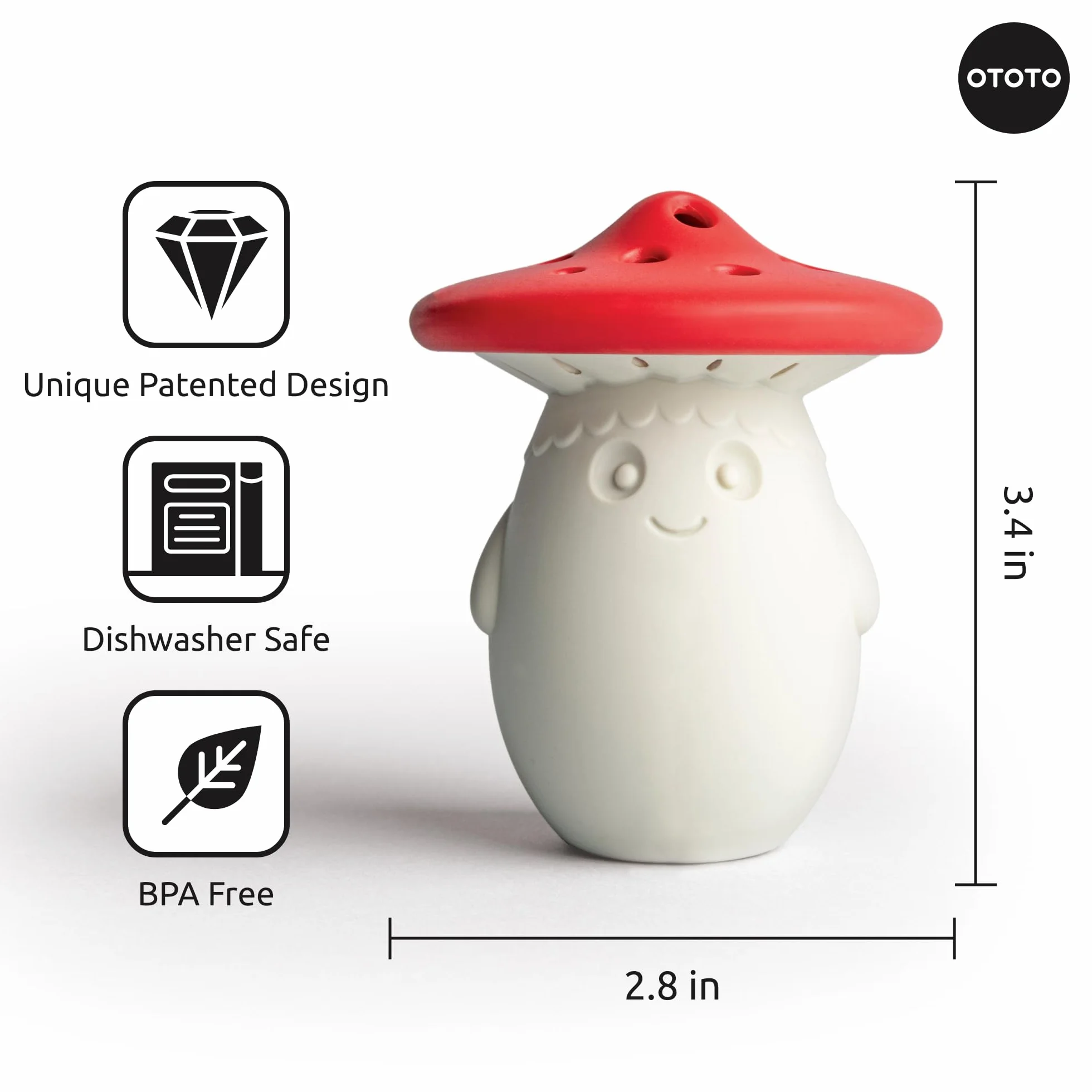 OTOTO Fun Guy Dezodorant do lodówki klasy spożywczej, nadaje się do mycia w zmywarce, wolny od BPA, 7 x 7 x 8,6 cm